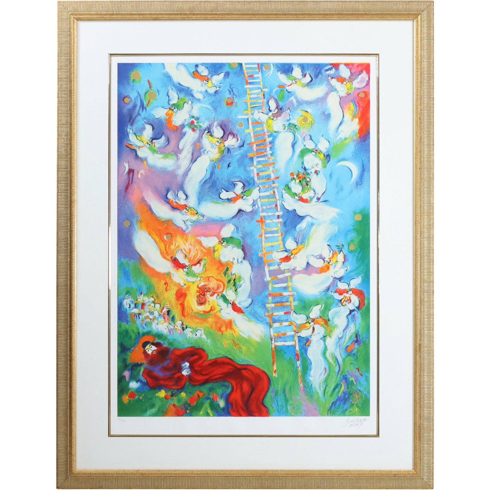 Ben Avram, Signed, "Jacob's Dream of Angels" - "Jacob's Ladder" Lithograph Numbered 30/100 (1 of 13)