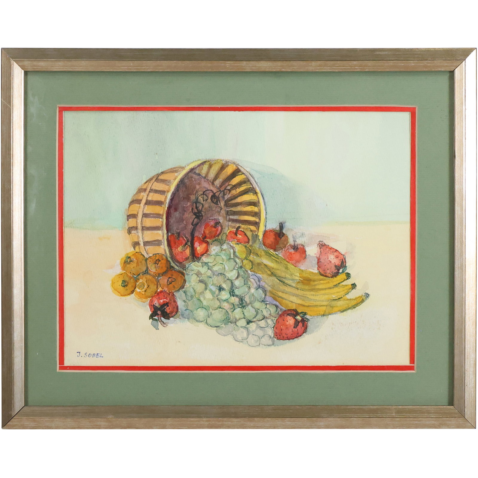 Jehudith (Judyta) Sobel (1924-2012) Still Life with Fruit Watercolor Painting (1 of 10)