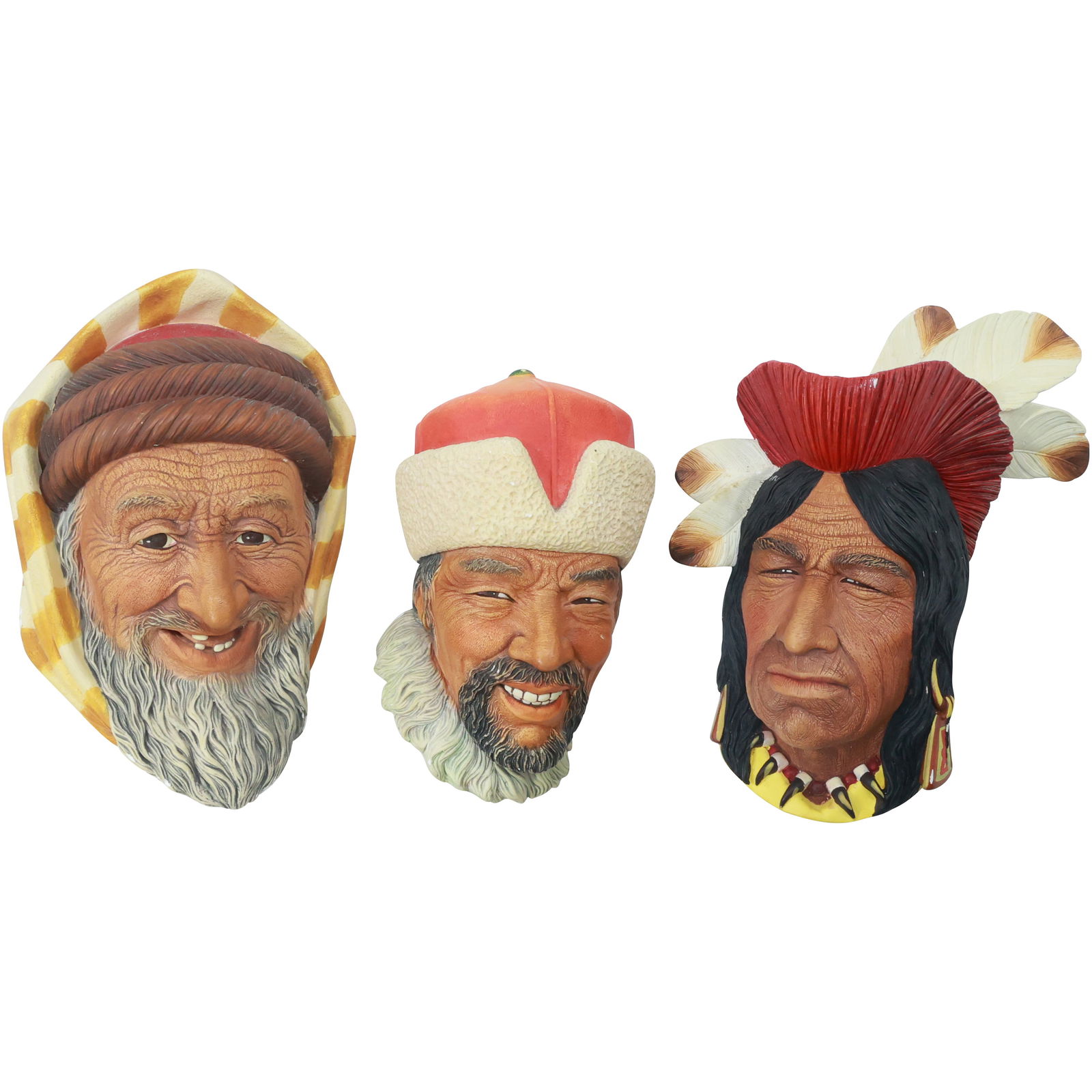 Lot of 3 Bossons England Chalkware Heads (1 of 19)