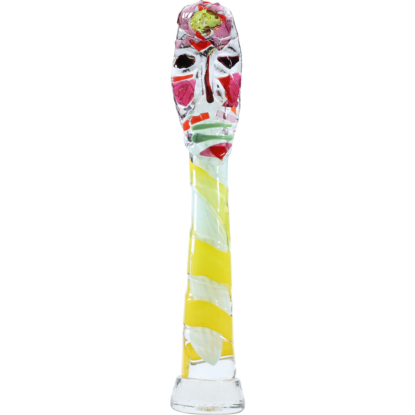 Signed Peter Zelle Glass Tall Picasso Style Tall Studio Art Glass Head Sculpture (1 of 13)