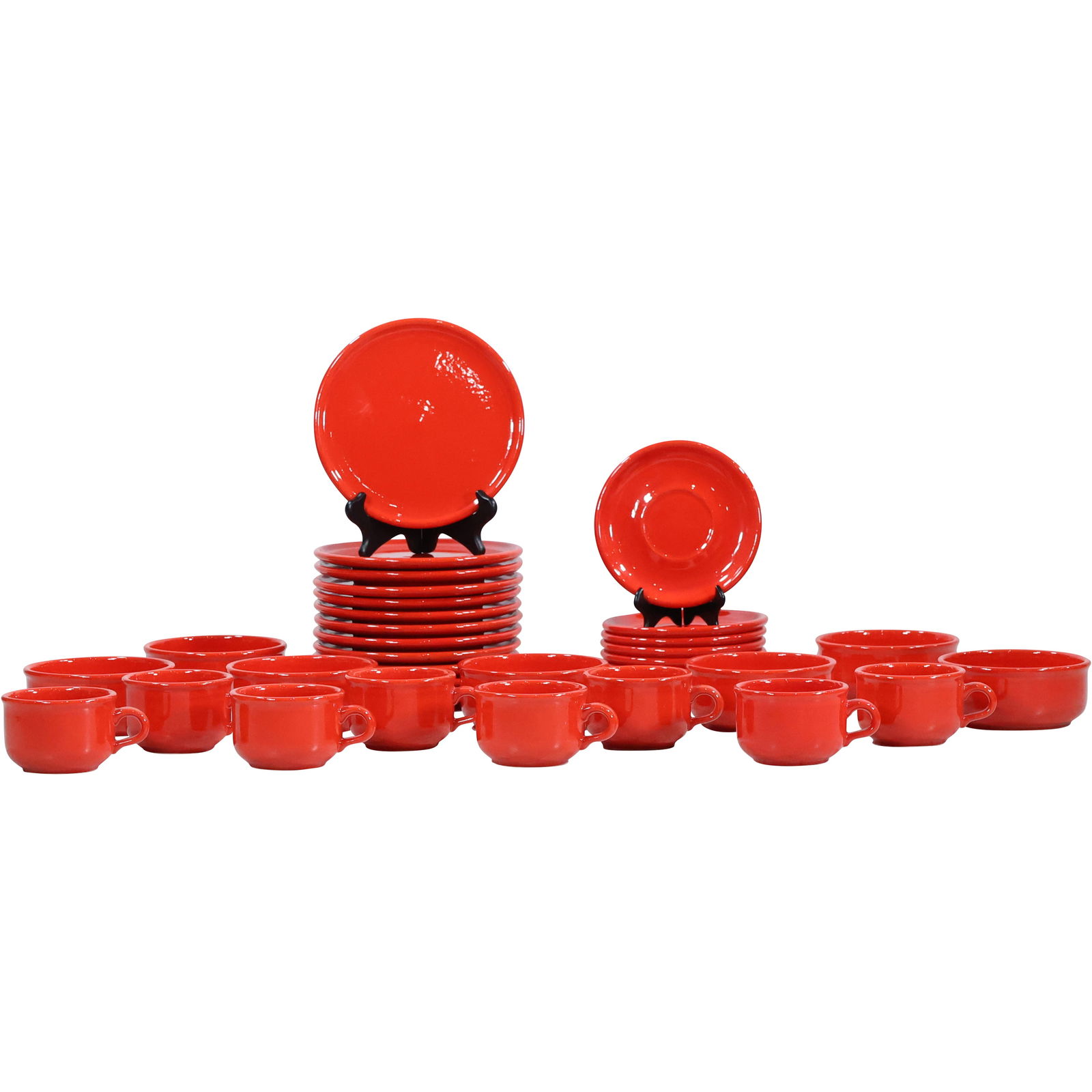 WAECHTERSBACH Western Germany Red Ceramic Dinnerware Cups, Saucers, Plates (1 of 15)