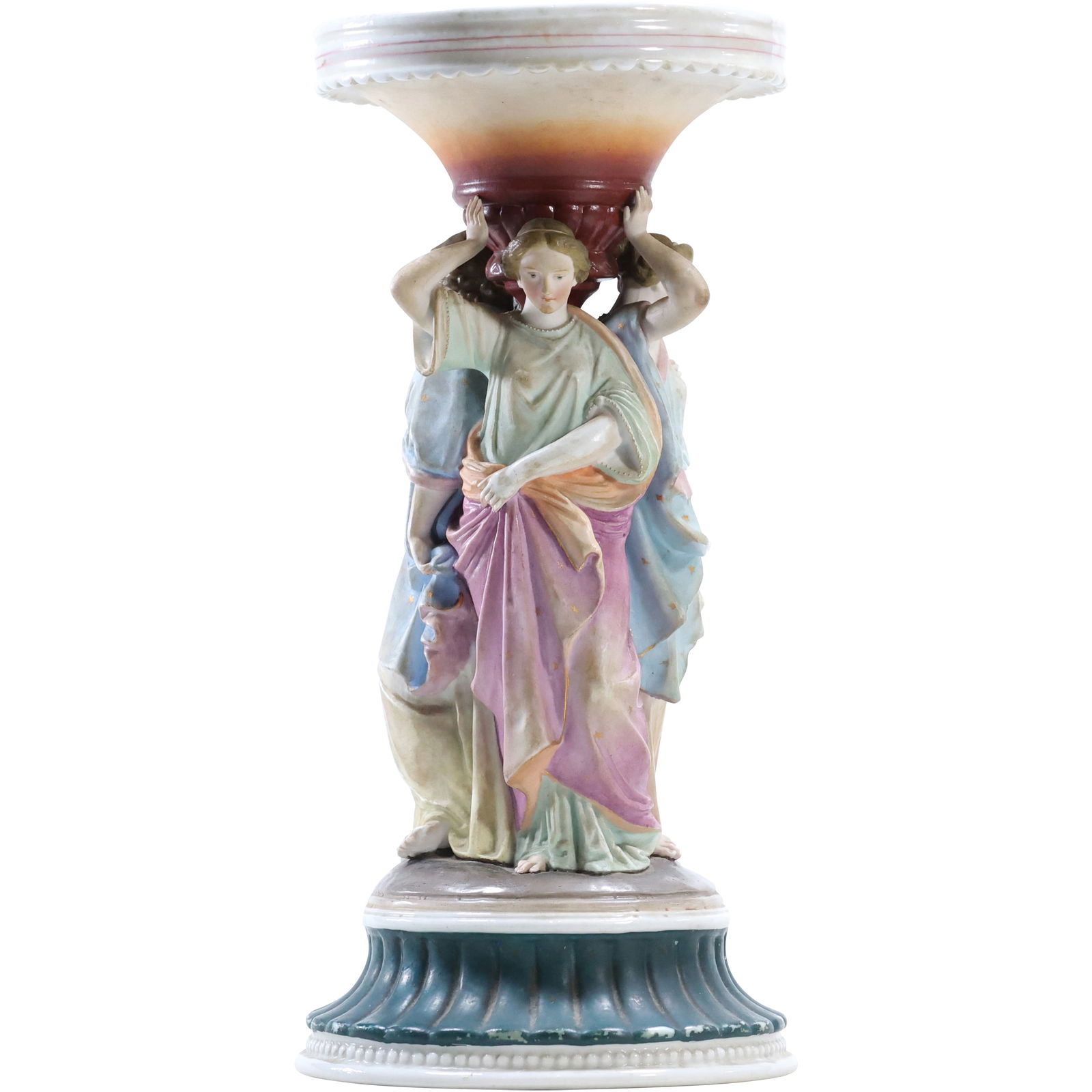 Victorian Art Nouveau 3 Graces Porcelain Bisque Figural Centerpiece (1 of 14)