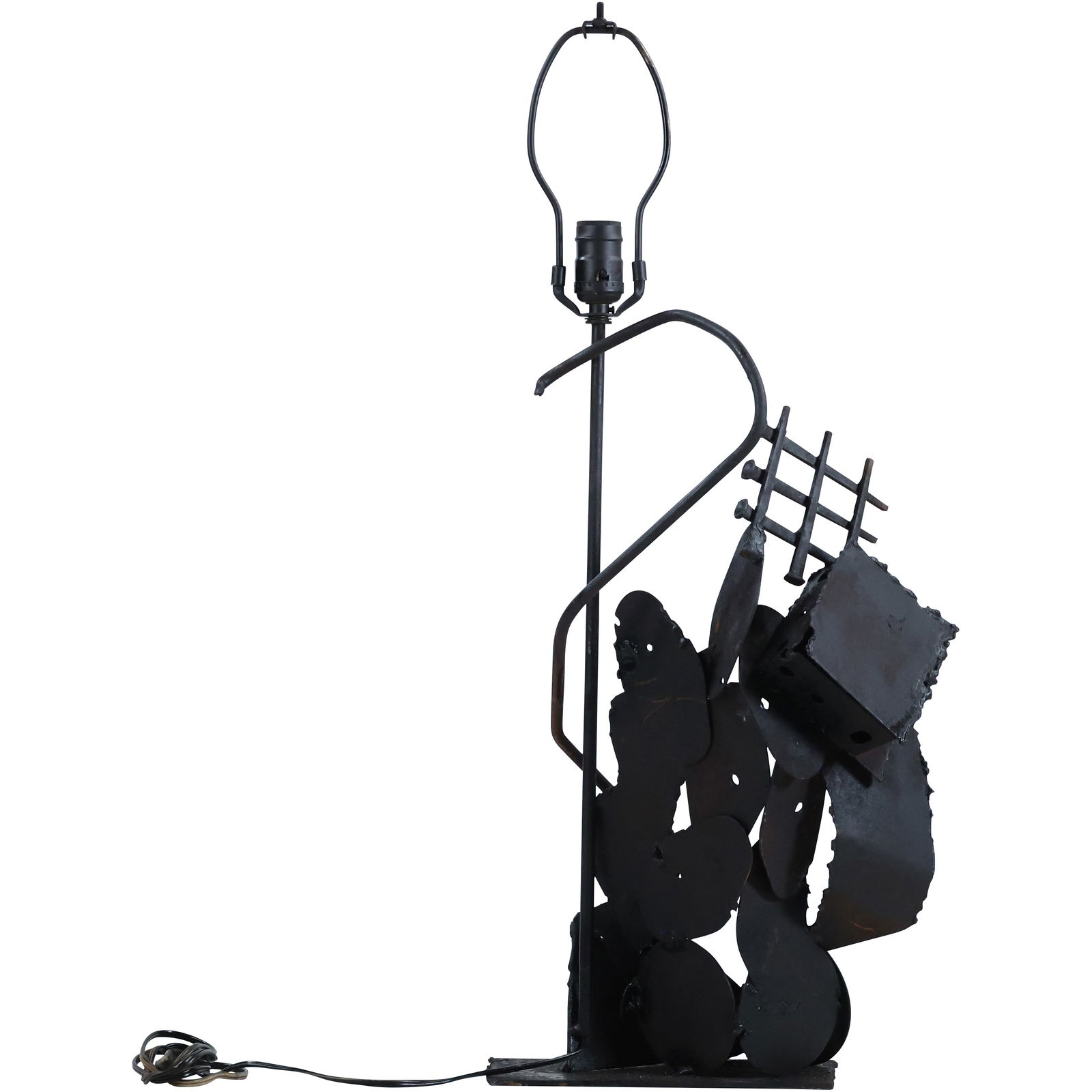 Brutalist Steel Composition Sculptural Table Lamp 29.75 in. overall height Mid-Century Modern (1 of 12)