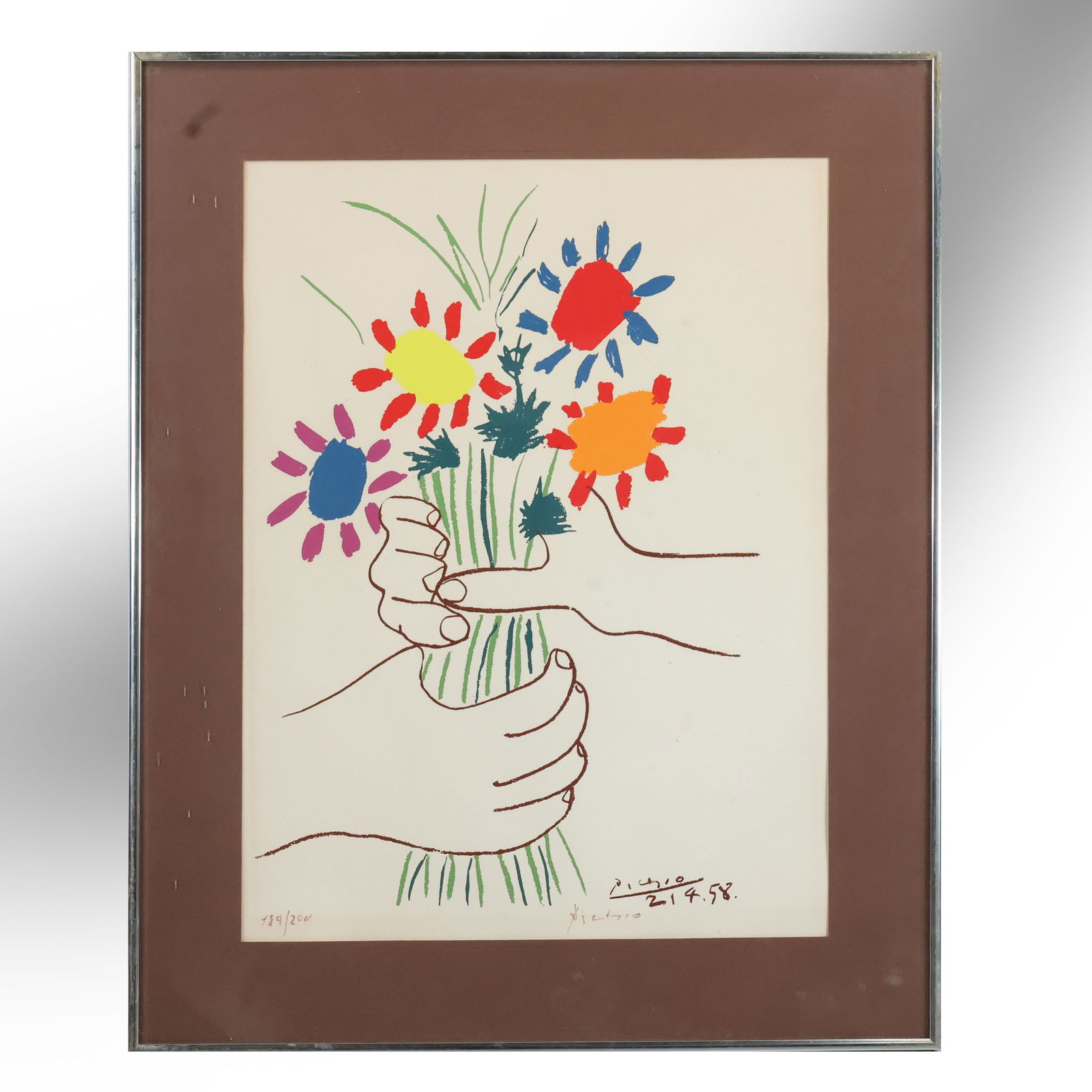 Pablo Picasso; Original Vintage Lithograph Mains Aux Fleurs Signed (1 of 14)