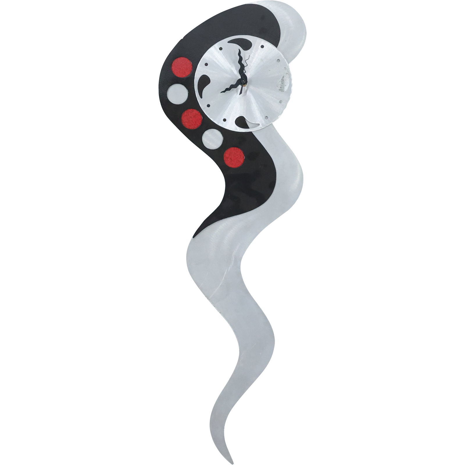 Modern Design Brushed Aluminum Wall Clock Signed by Artist on Verso 33 inches x 11.5 in. (1 of 13)