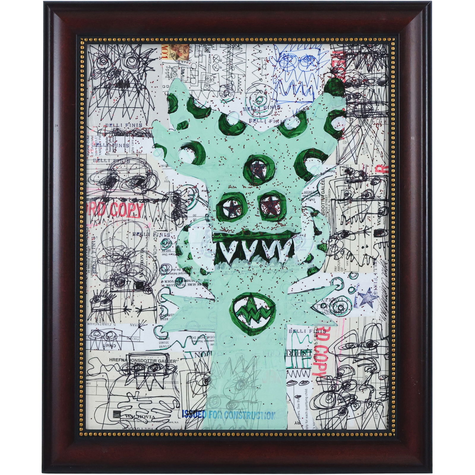 Wayne Cunningham, 20th C. American, Mixed Media Collage , Framed (1 of 10)