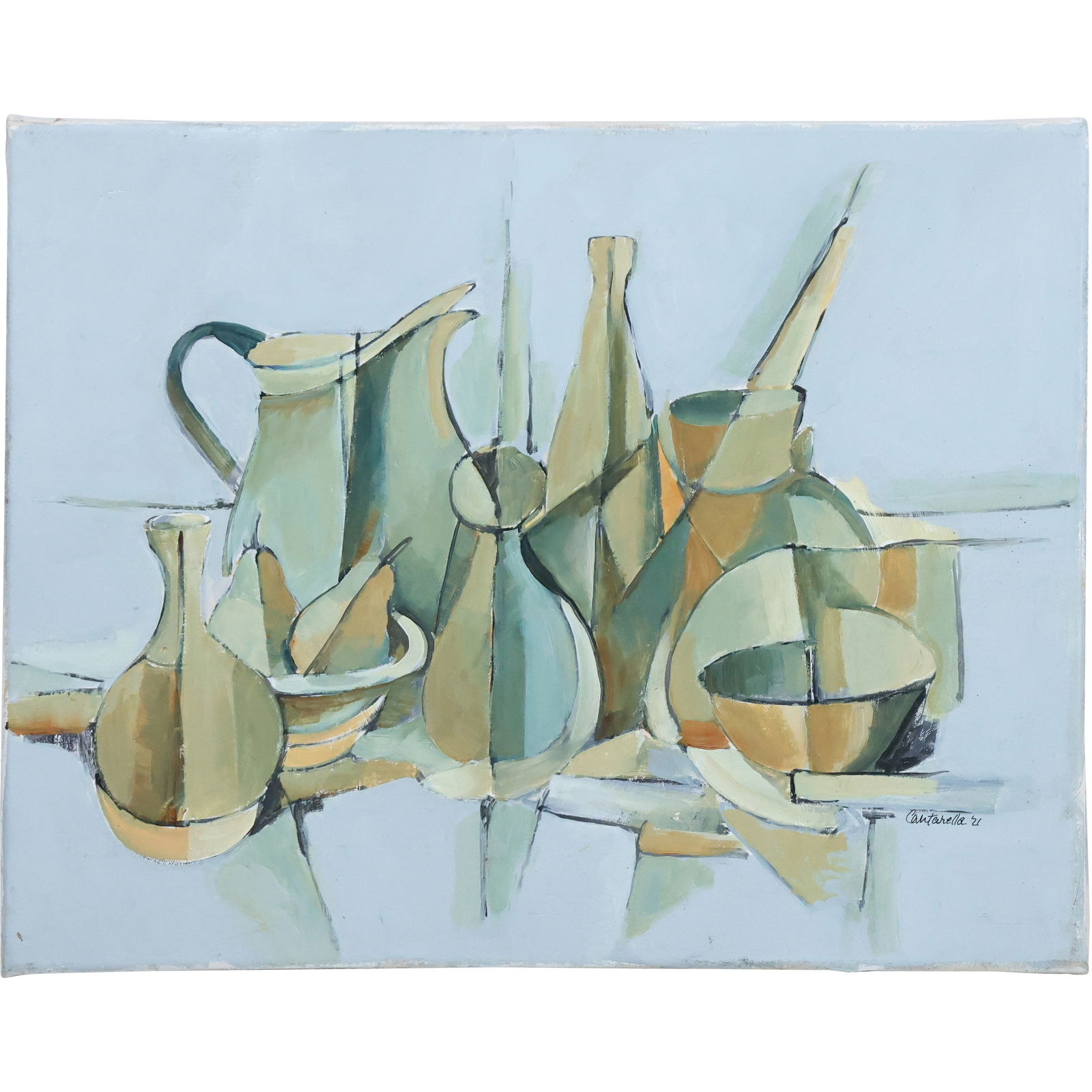 Cubist Still Life by Cantarella: Earth Tones of Pottery on Canvas (1 of 12)