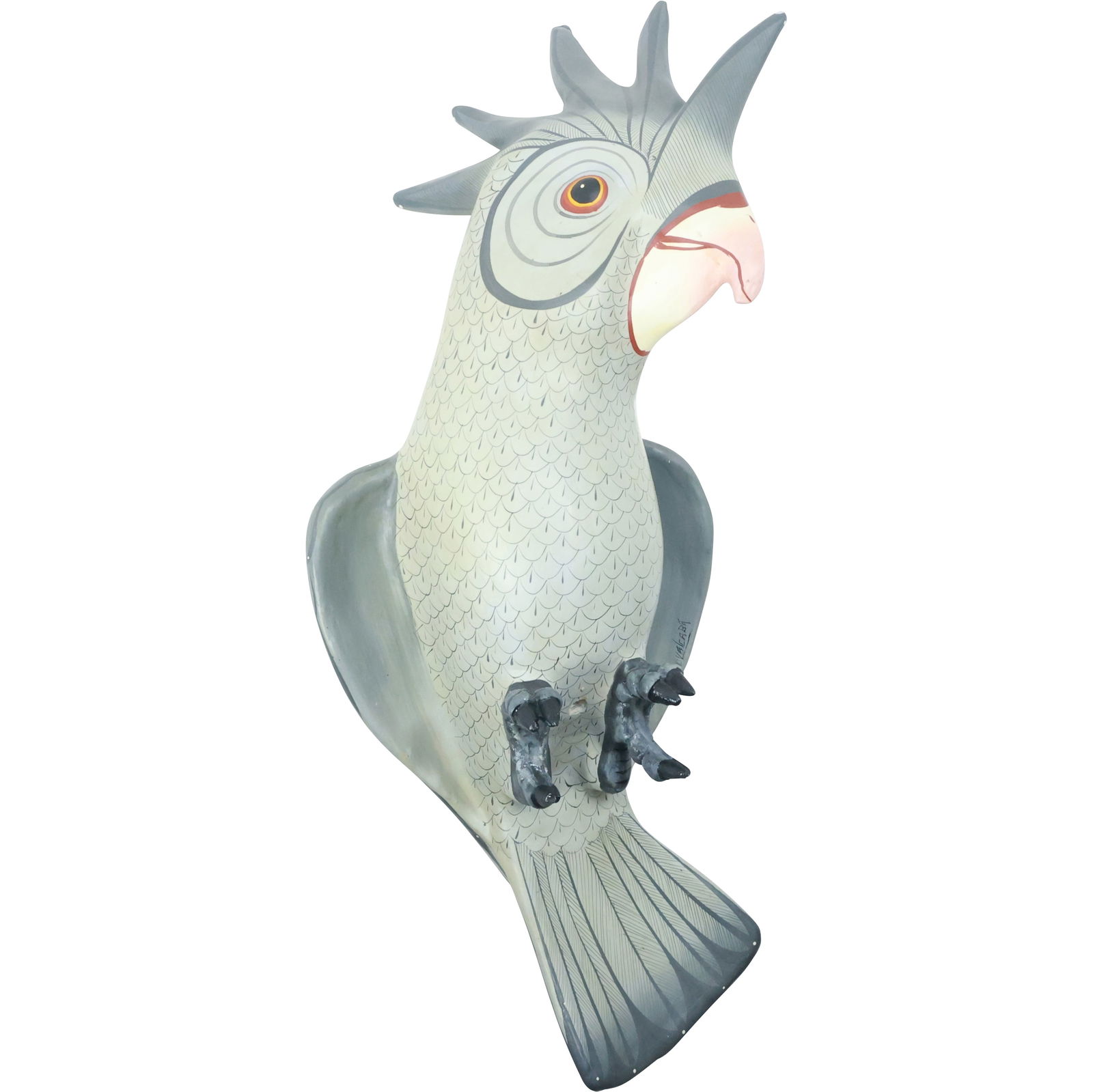 ROVALCABA MEXICAN PAPER MACHE COCKATIEL SCULPTURE. HAND PAINTED FIGURAL SCULPTURE (1 of 18)