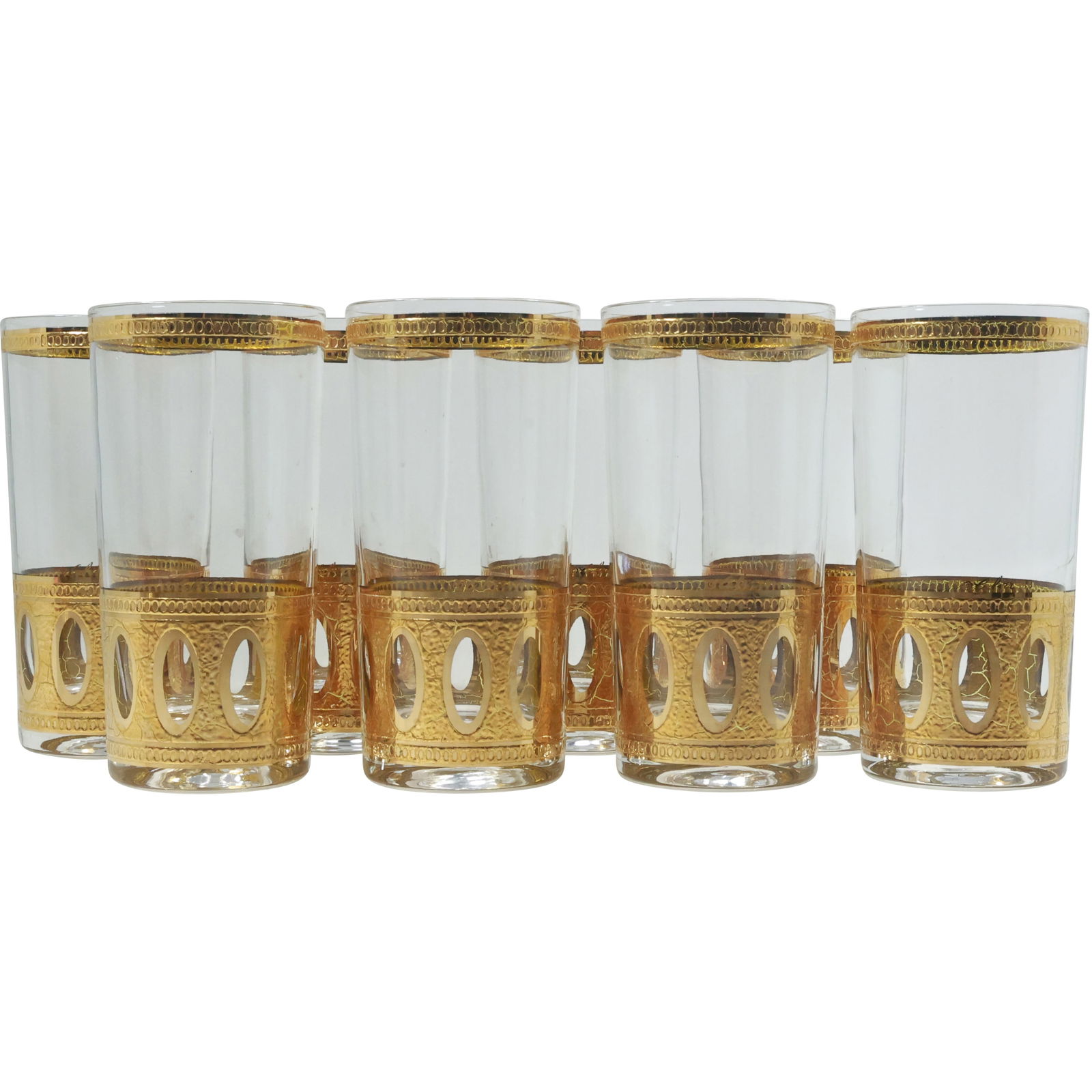 1950s Set of 8 Vintage Culver Ltd Highball Glasses With 22-Karat Gold Antigua (1 of 14)