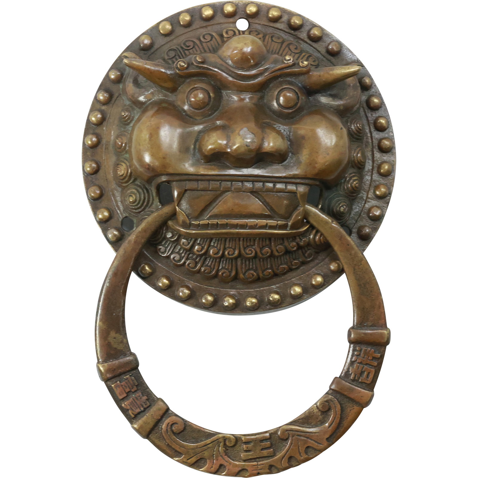 Chinese OLD Dynasty Feng Shui Bronze Foo Fu Dog Lion Head Door Knocker, Good Patina (1 of 18)