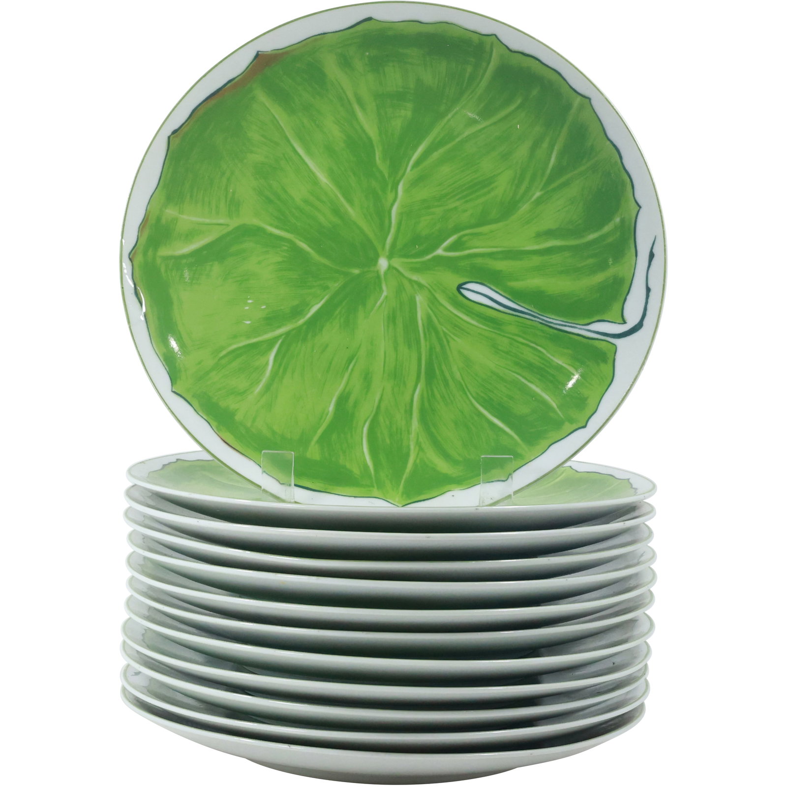 Set of 12 Villa Vanilla, Taste Seller Sigma FROLICKING FROGS Lily Pad Design Plates (1 of 17)