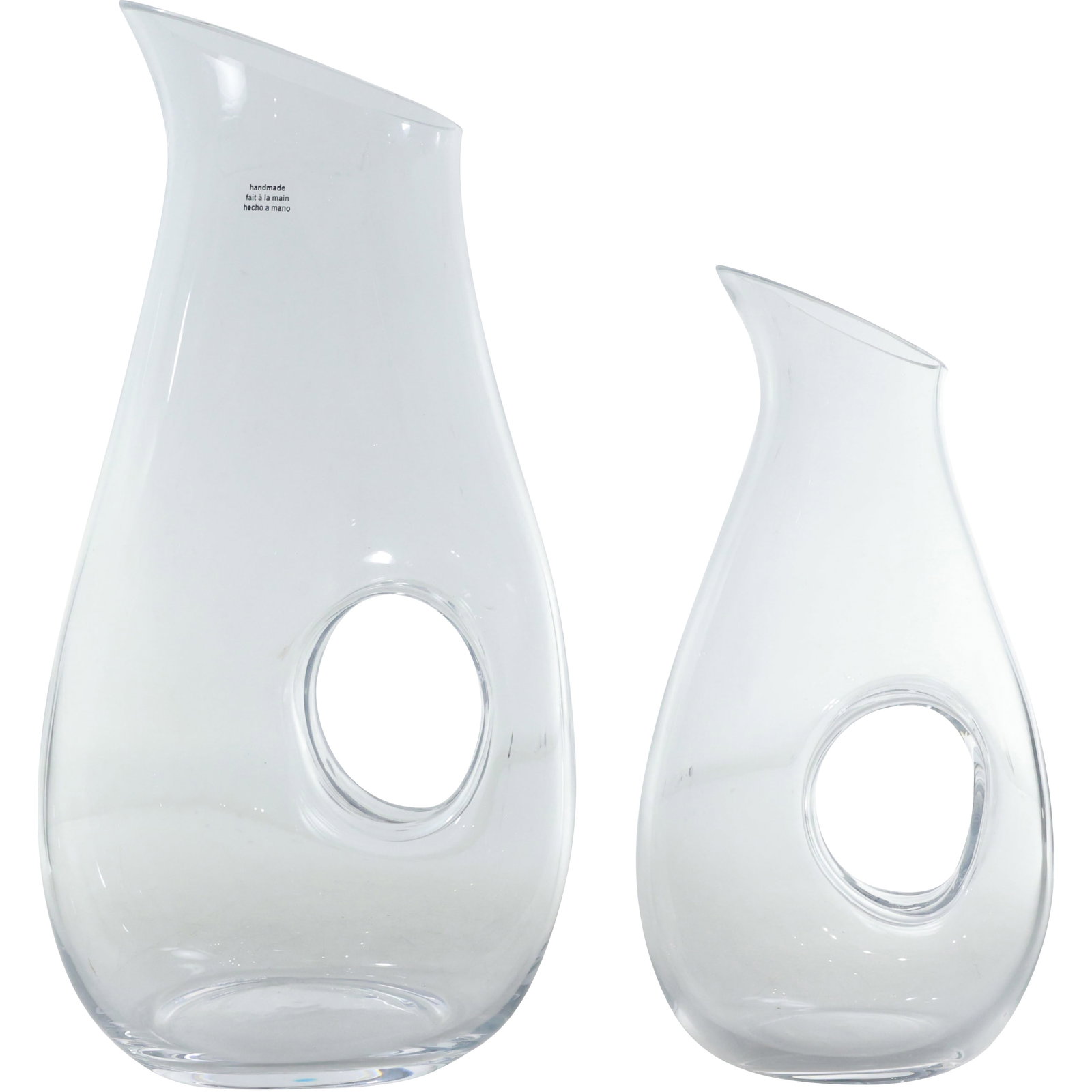 2 Handmade Clear Glass Serving Pitchers Decanters - 2 Sizes (1 of 20)