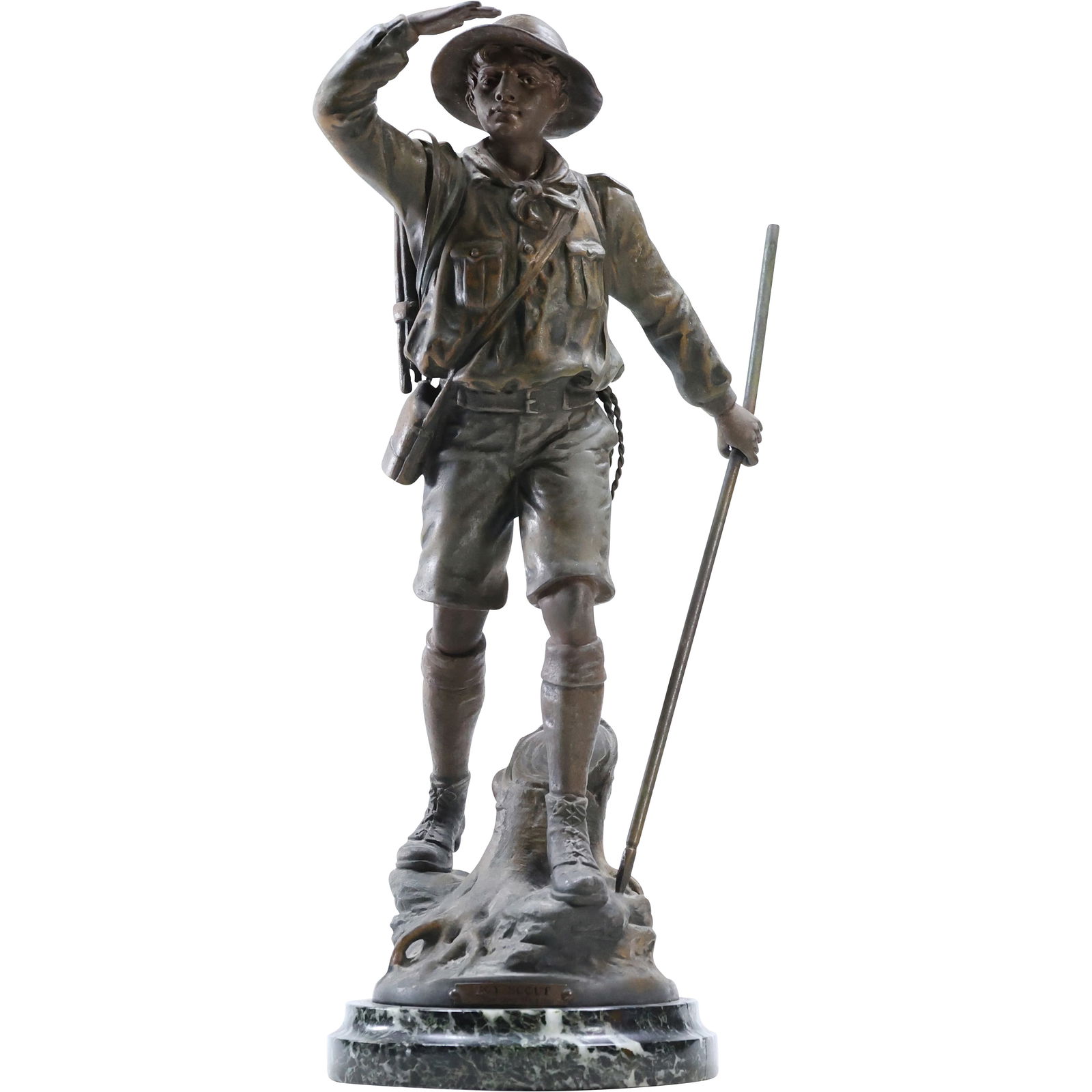 Géo Maxim (1885-1940) "Boy Scout" Bronze Sculpture, Early 20th Century (1 of 16)