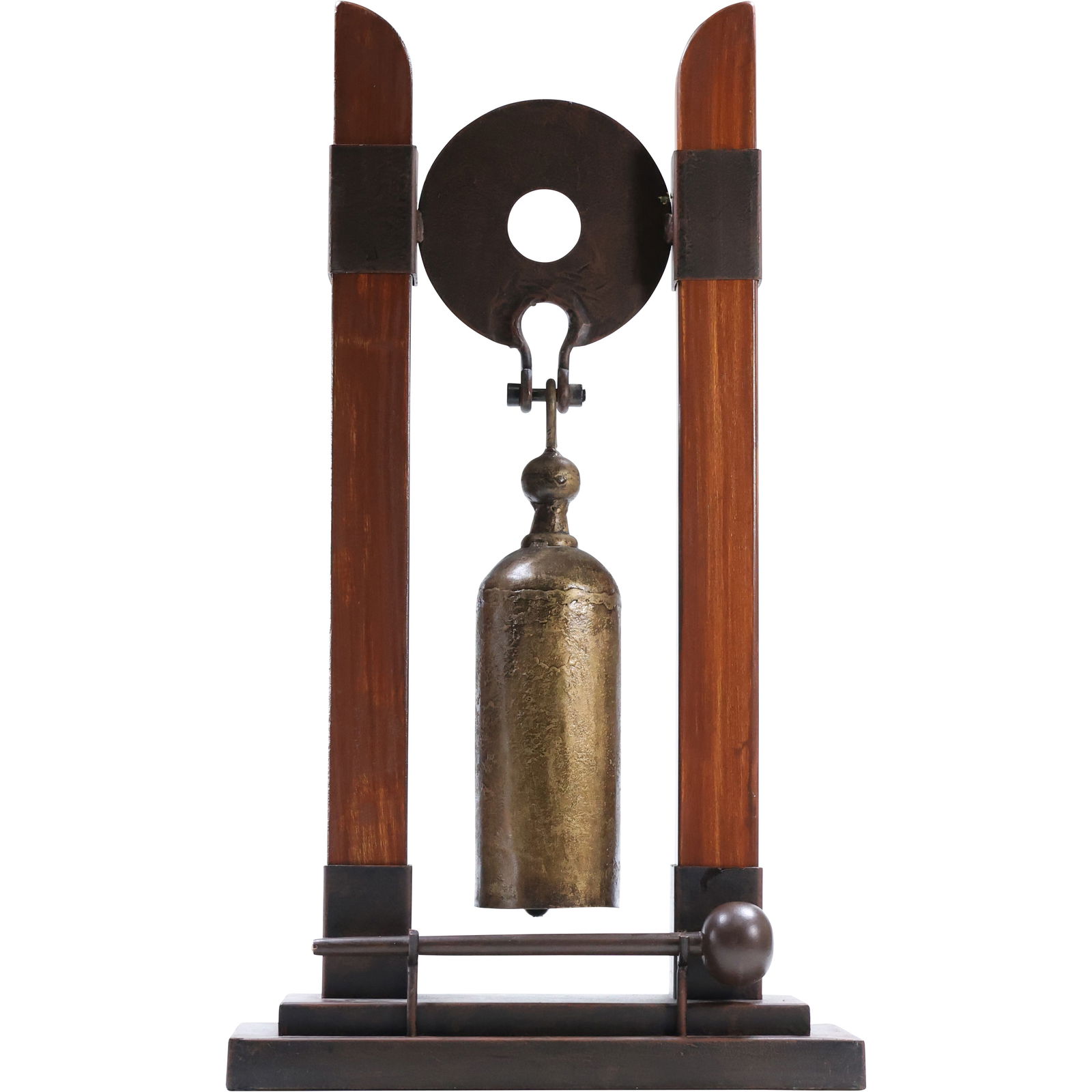 Arts & Crafts Cast Iron Dinner Gong by Tom Torrens with I-Beam Archway Stand (1 of 12)