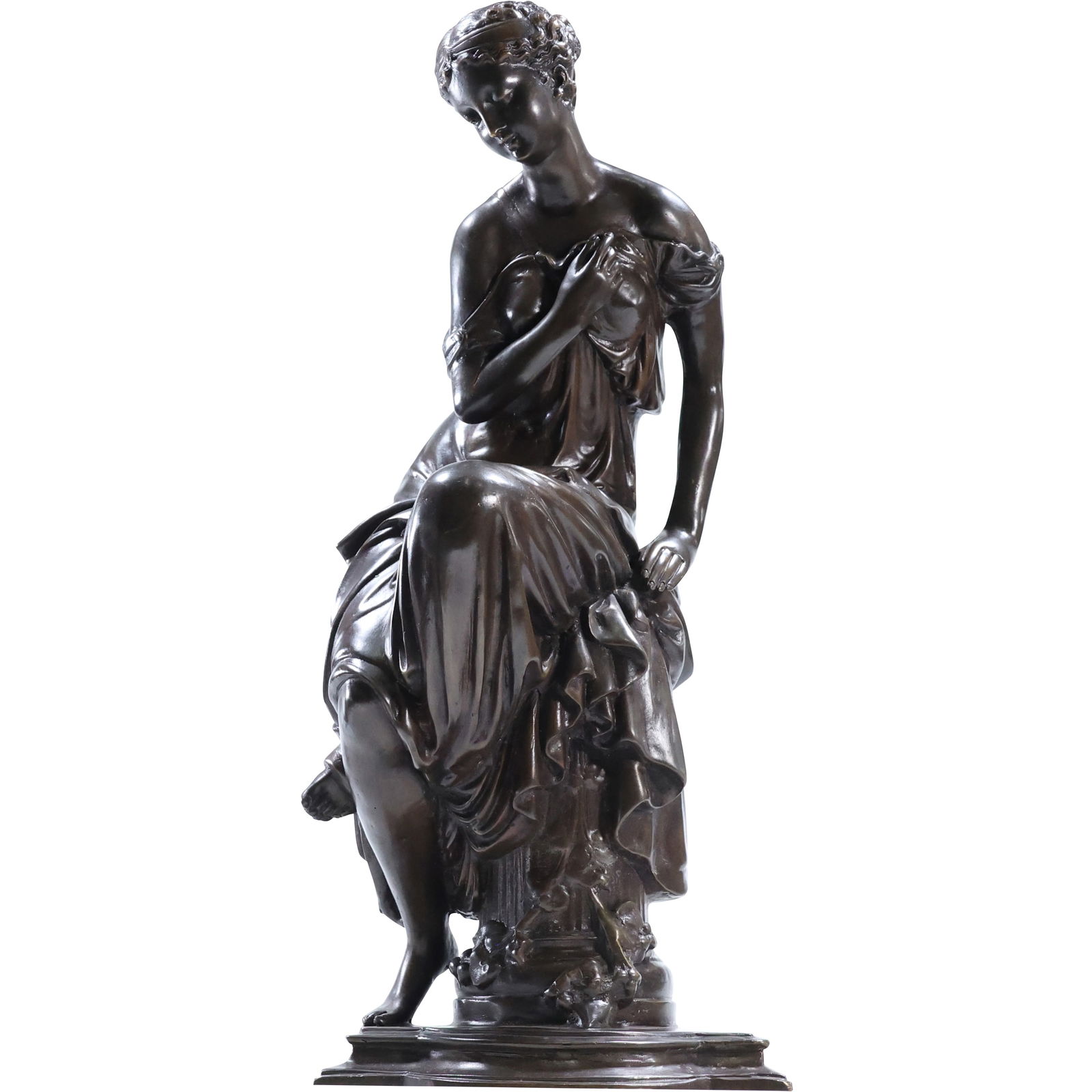 Bronze Sculpture in the Style of Mathurin Moreau (French 1822-1912) Depicting a Seated Woman on a Co (1 of 11)