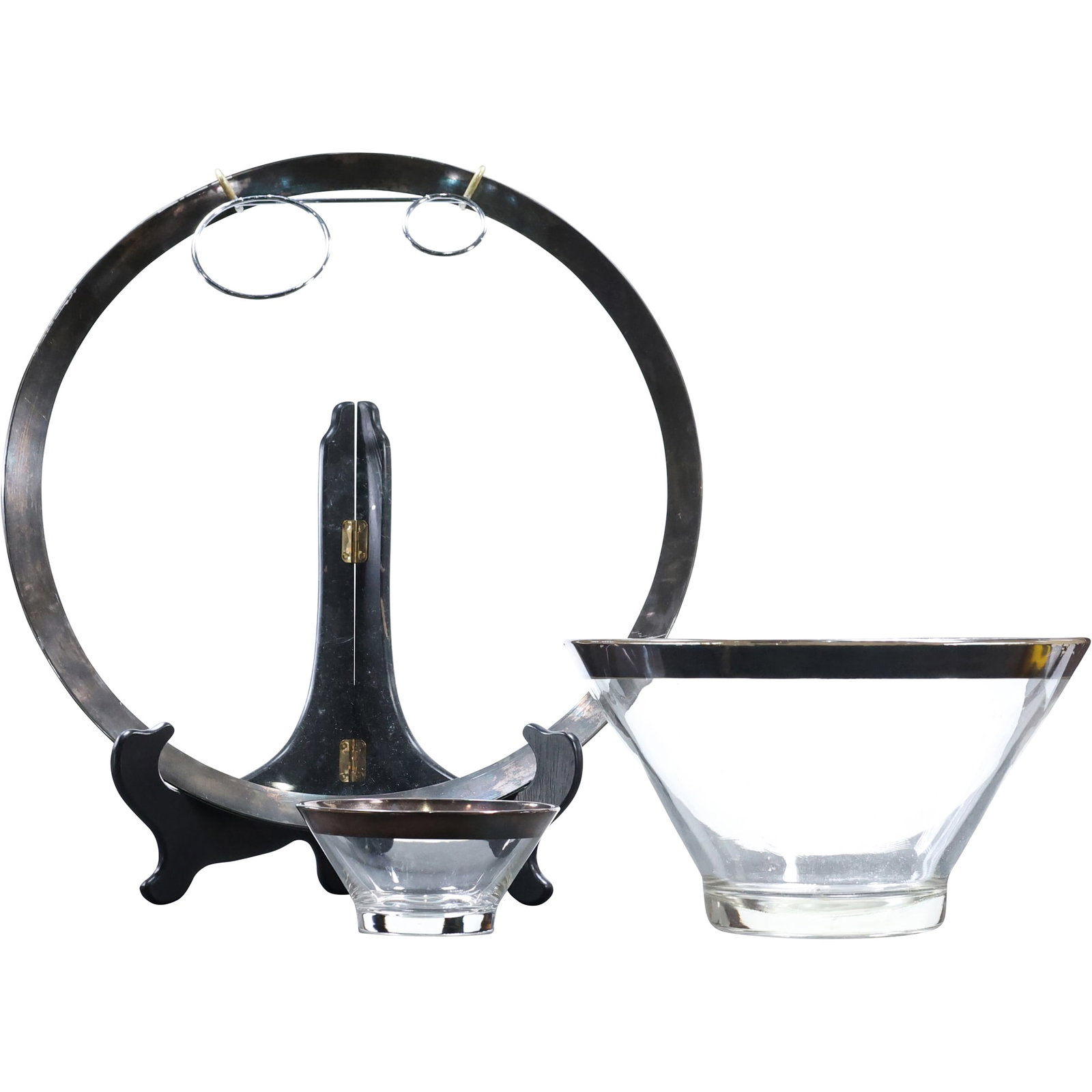 1950s Mid-Century Modern Dorothy Thorpe Silver Rim Chip and Dip Serving Bowl Set (1 of 14)