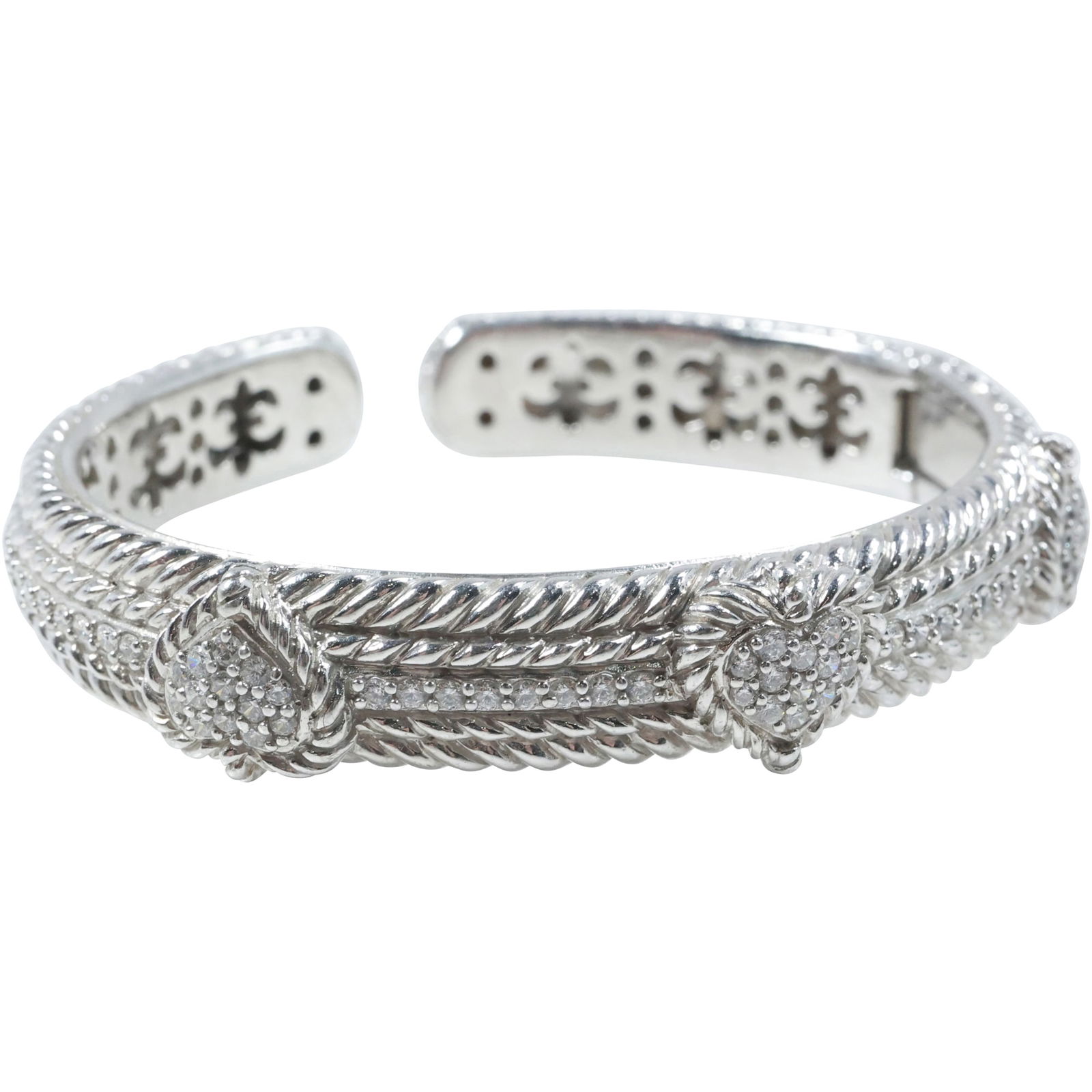Judith Ripka .925 Sterling Silver CZ Cuff Bracelet 2 7/8 in. x 2 5/8 in. x 1/2 in. (1 of 14)