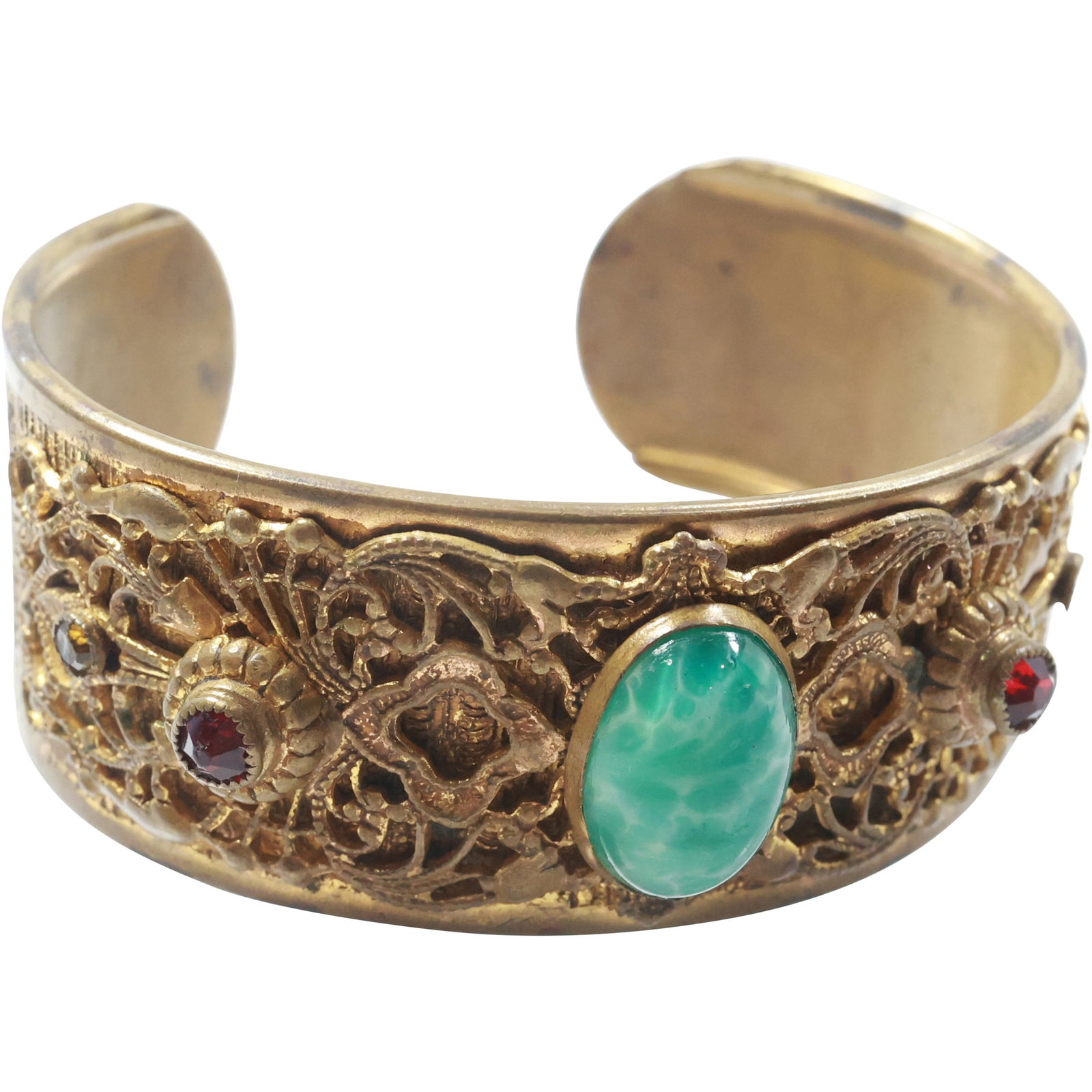 Vintage Cuff Bracelet with Embellishments 2 1/2 in. x 2 1/4 in. (1 of 12)