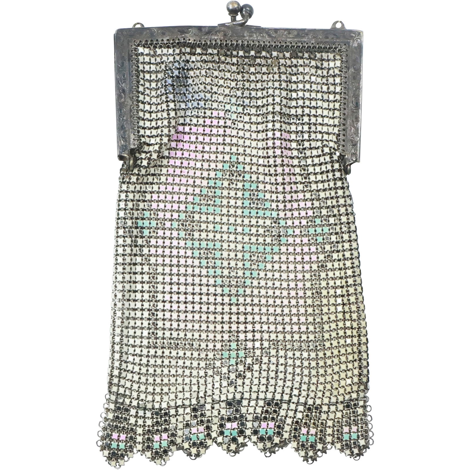 Early Victorian Silver Mesh Purse Enameled 6 in. x 3.5 in. (1 of 14)