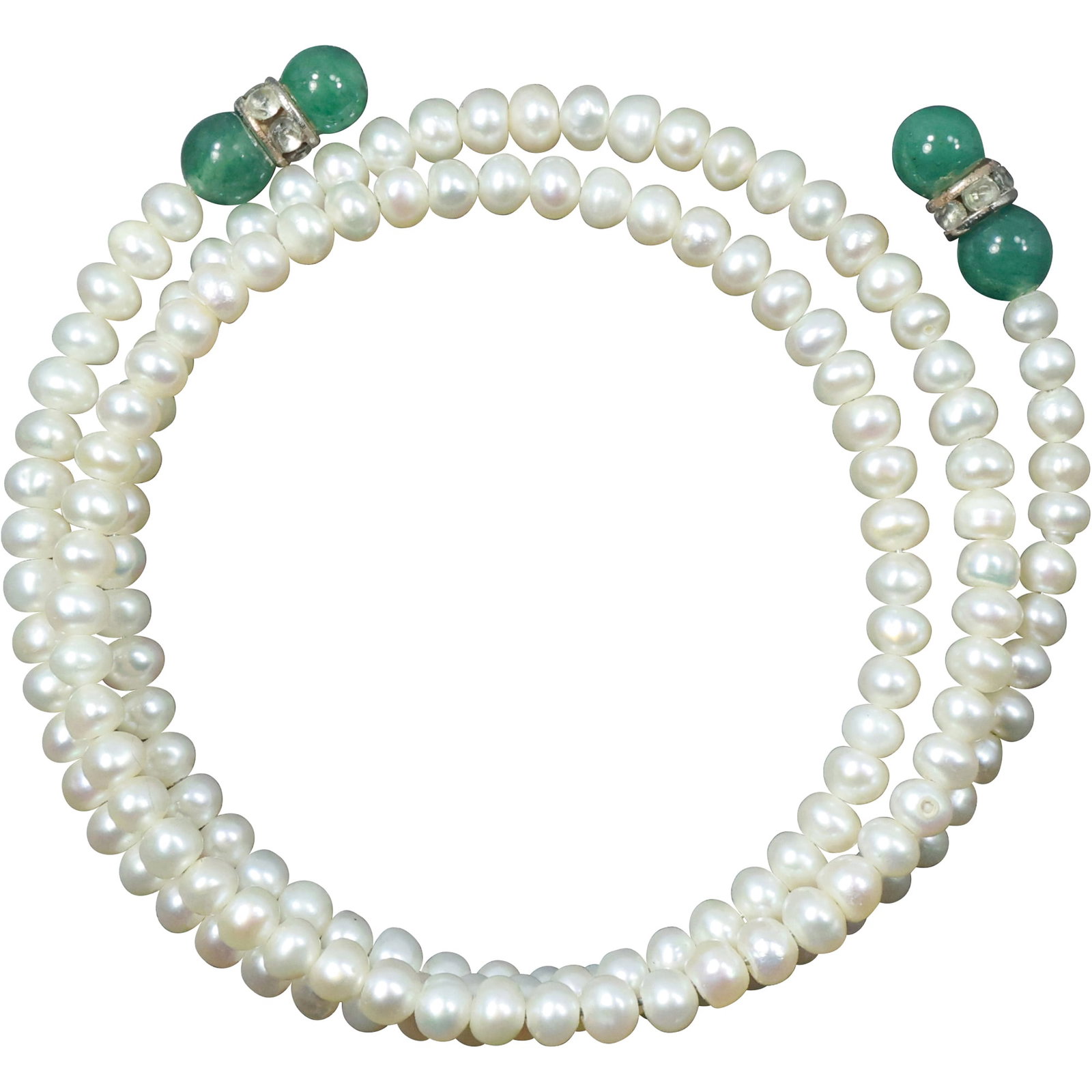 Genuine Freshwater Cultured Pearls and Jade Beads Bracelet 20 in. x 1/4 in.: Genuine Freshwater Cultured Pearls and Jade Beads Bracelet 20 in. x 1/4 in.