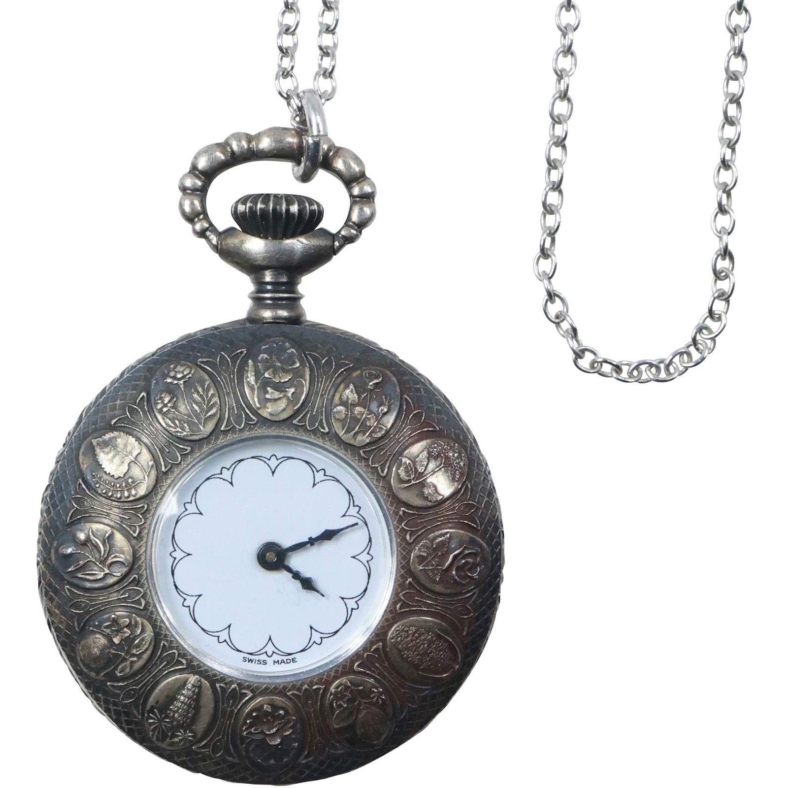 Buler Watch LTD 17 Jewel Swiss Silver Case Pendant Watch, works,  on Sterling Chain 30 in. (1 of 13)