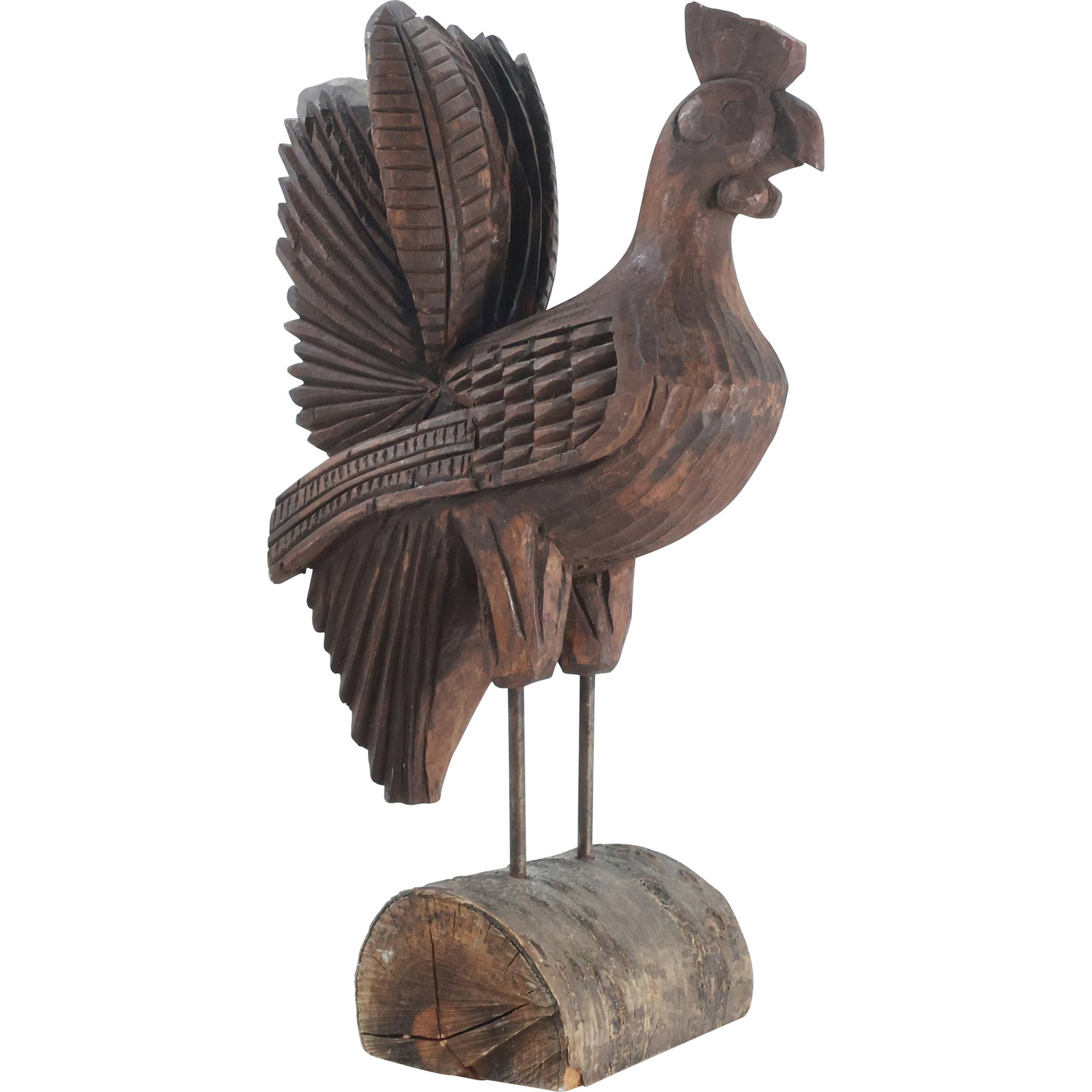 Walter S Langhine ( Pa 1897-1988) Folk Art Carved Wood Rooster Figure Sculpture 13 in. height (1 of 16)