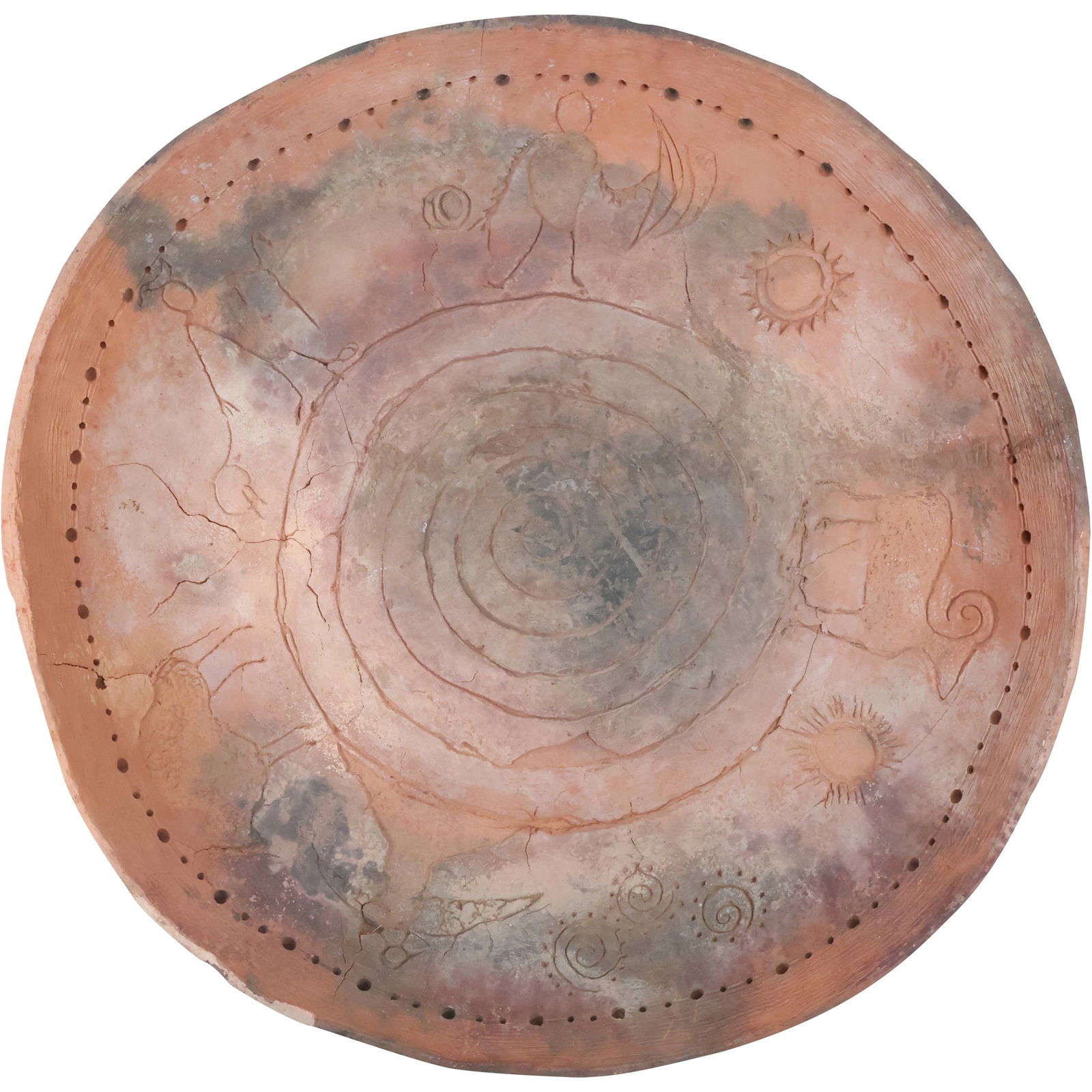 Pre-Columbian Terracotta Pottery Bowl with Cave-Like Drawings (1 of 15)