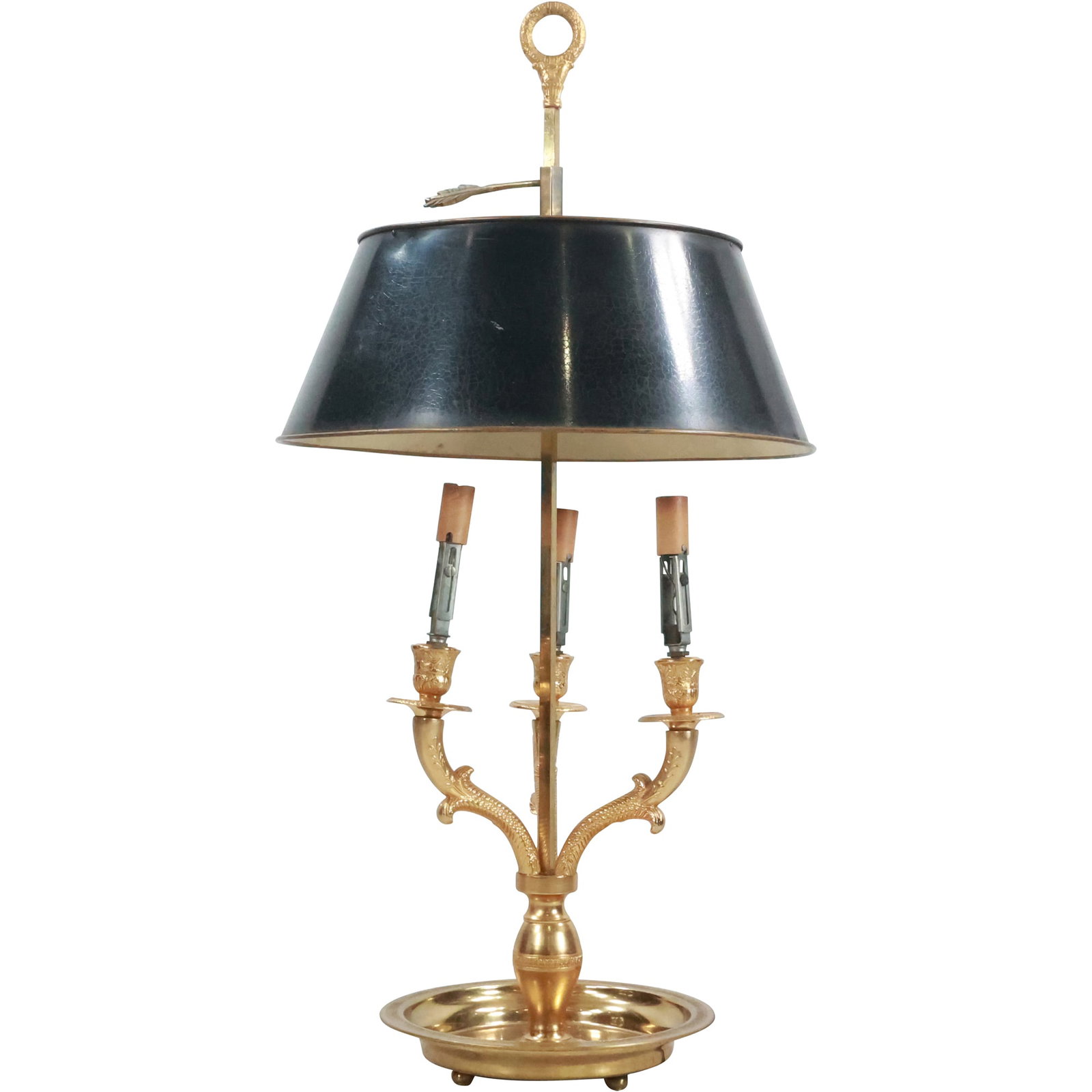 French Bronze Bouillotte Lamp with Tole Shade (1 of 20)