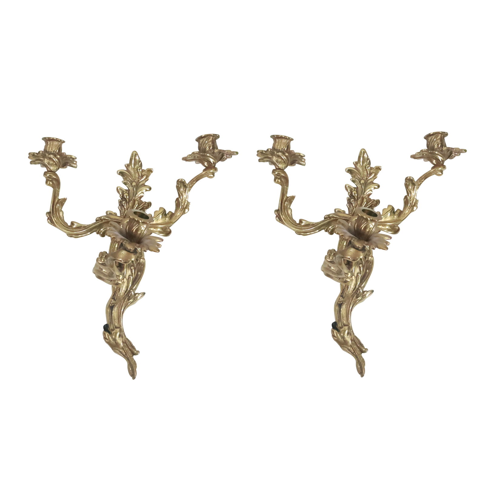 Pair of Bronze Louis XV Style Three-Candle Sconces (1 of 20)