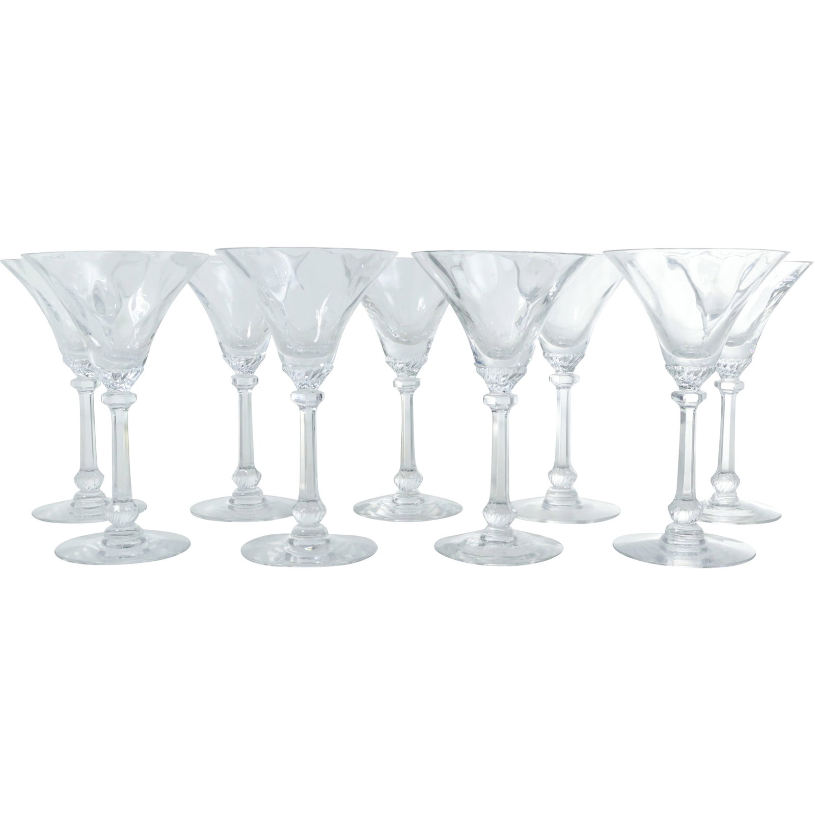 Set of 9 Crystal Glass Cocktail Stemware Glasses, possibly Heisey ? (1 of 15)