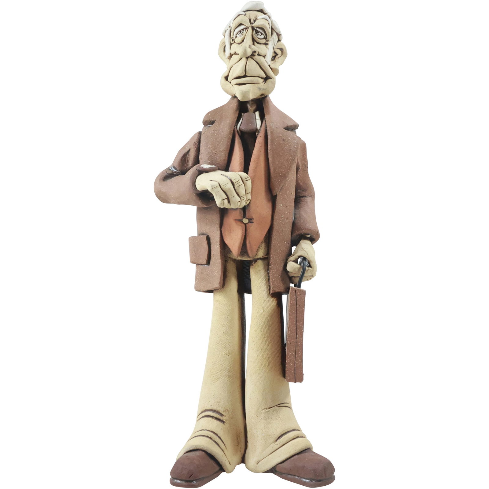 Signed Clay Sculpture Rex Benson 1980s Businessman with Brief Case 13.5 in. height (1 of 18)