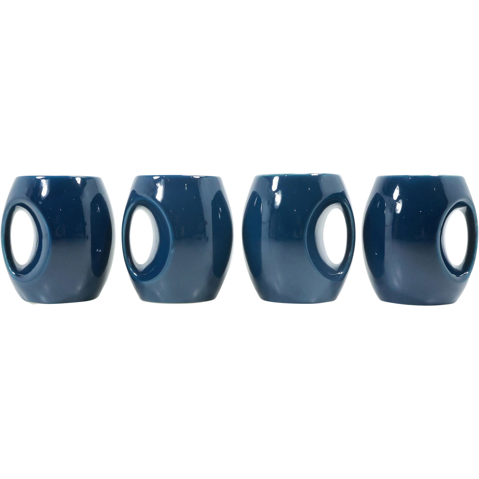 Set of 4 Holkham Studio Pottery "Owl Eye" Mugs, England (1 of 14)