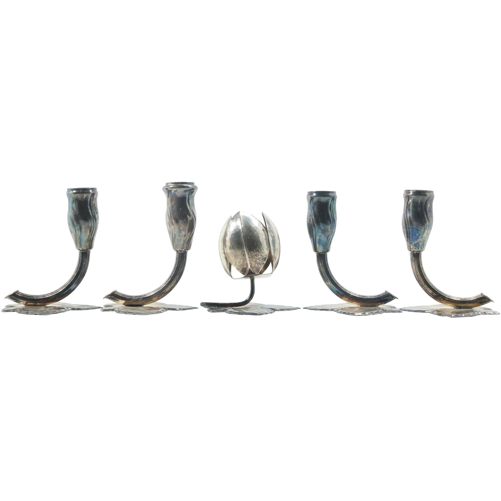 1960s Quist West Germany Silver Plated Leaf & Petal Candle Holder Set (1 of 14)
