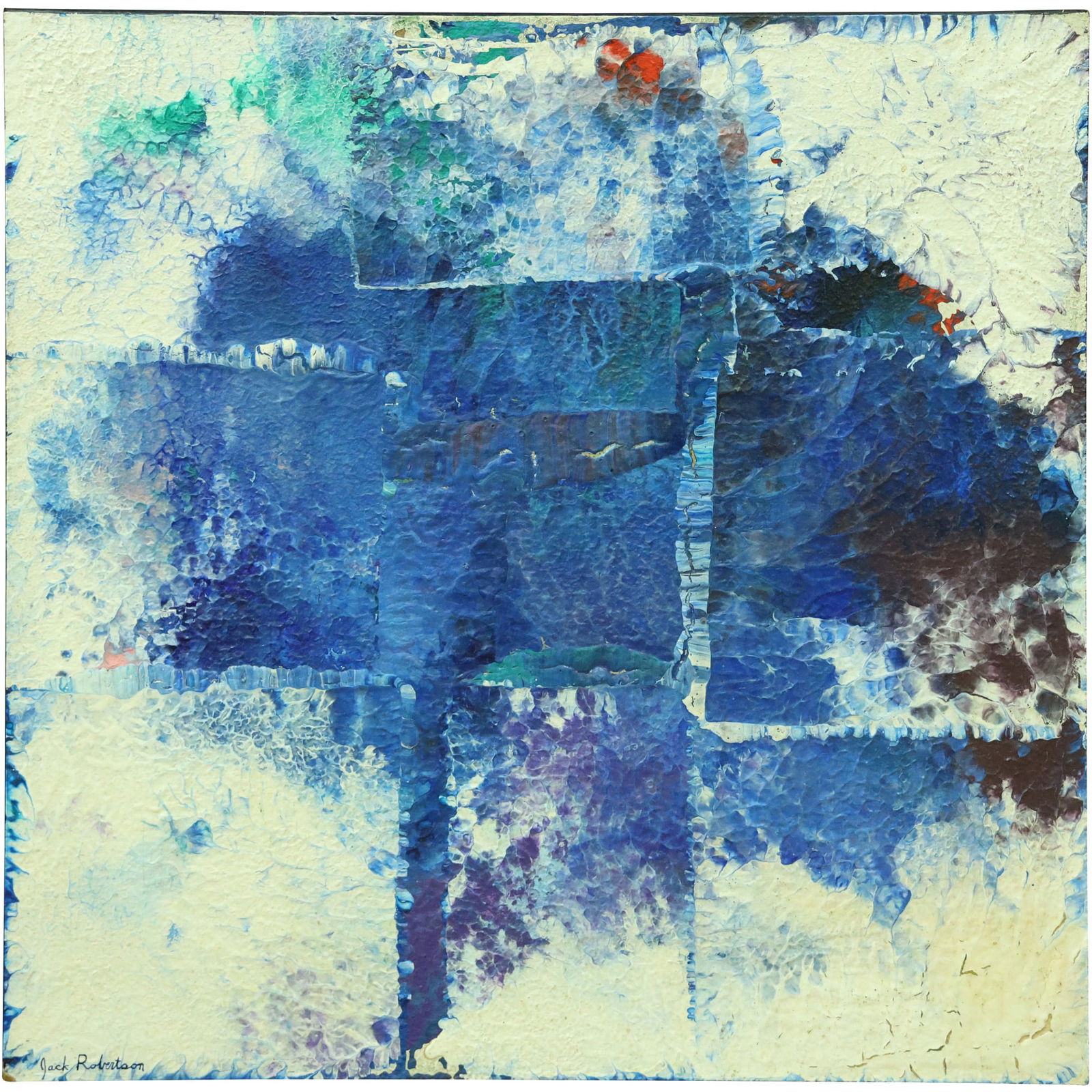 Signed Jack Robertson Quality 20th C. BLUE ABSTRACT Oil on Board Painting (1 of 15)