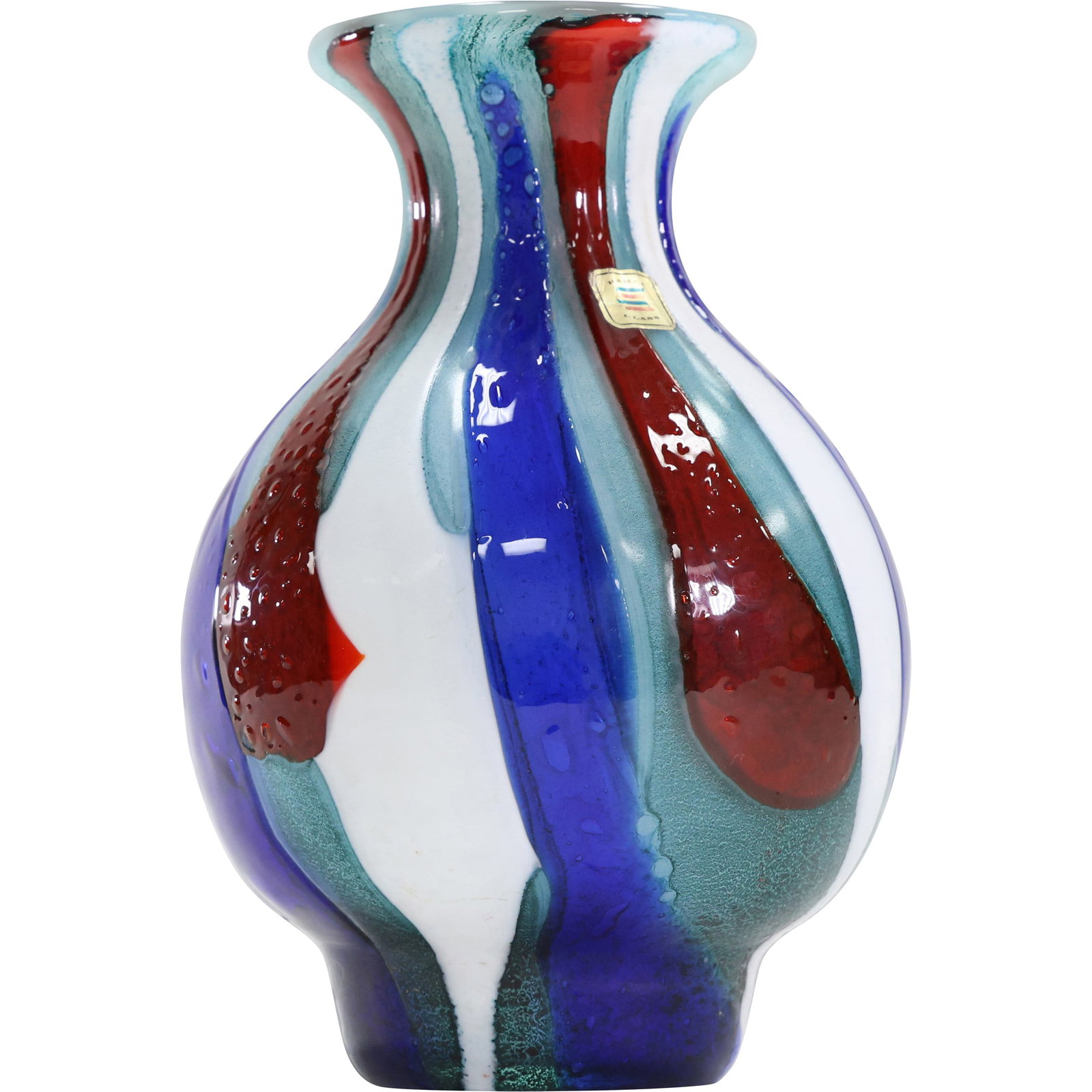 STUDIO ART GLASS. KAMEI GLASS, OSAKA JAPAN,  Red White Blue , Textured and Ribbed (1 of 15)