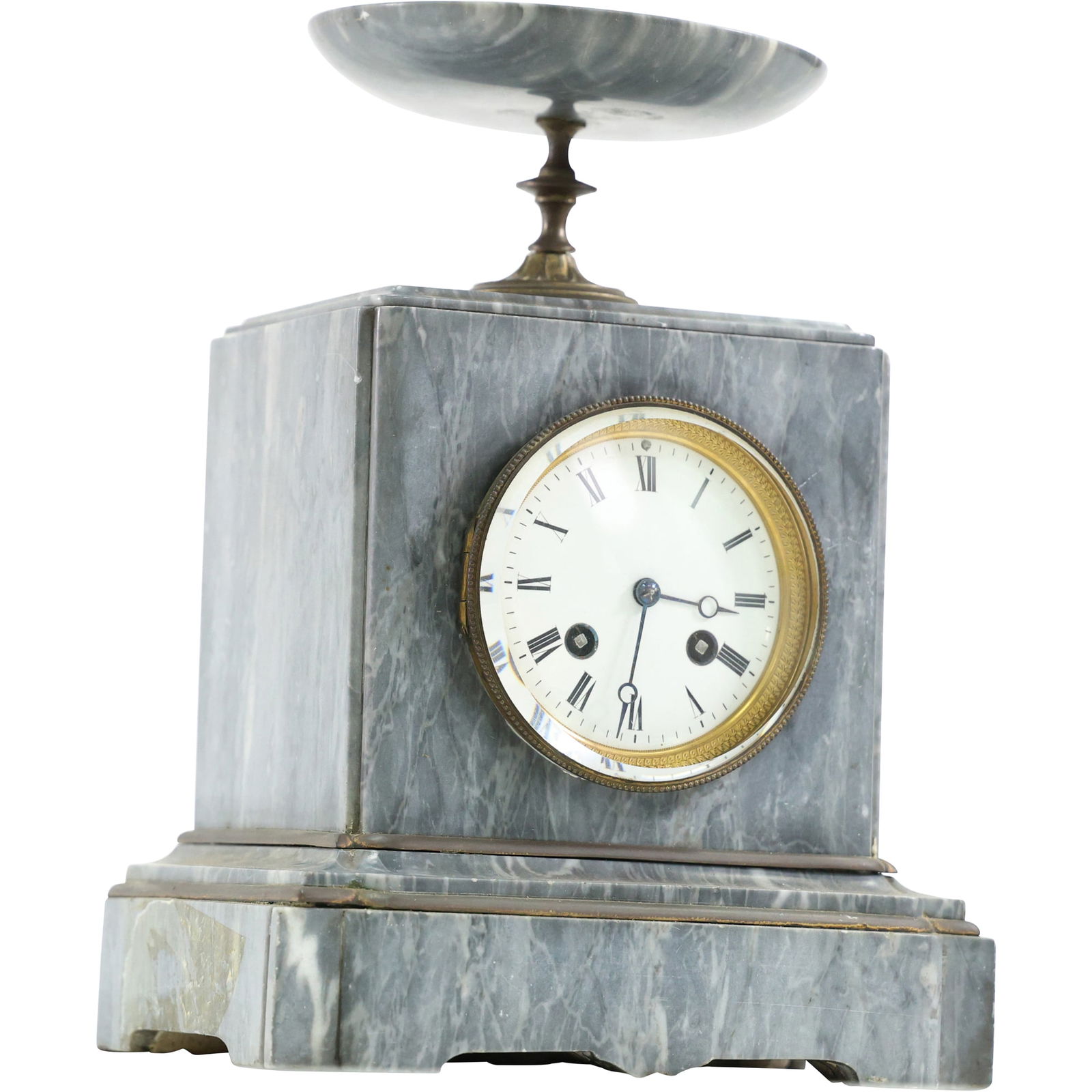 Antique 19th C. French Japy Freres et Cie Marble Clad Mantle Clock w/ Pendulum (1 of 18)