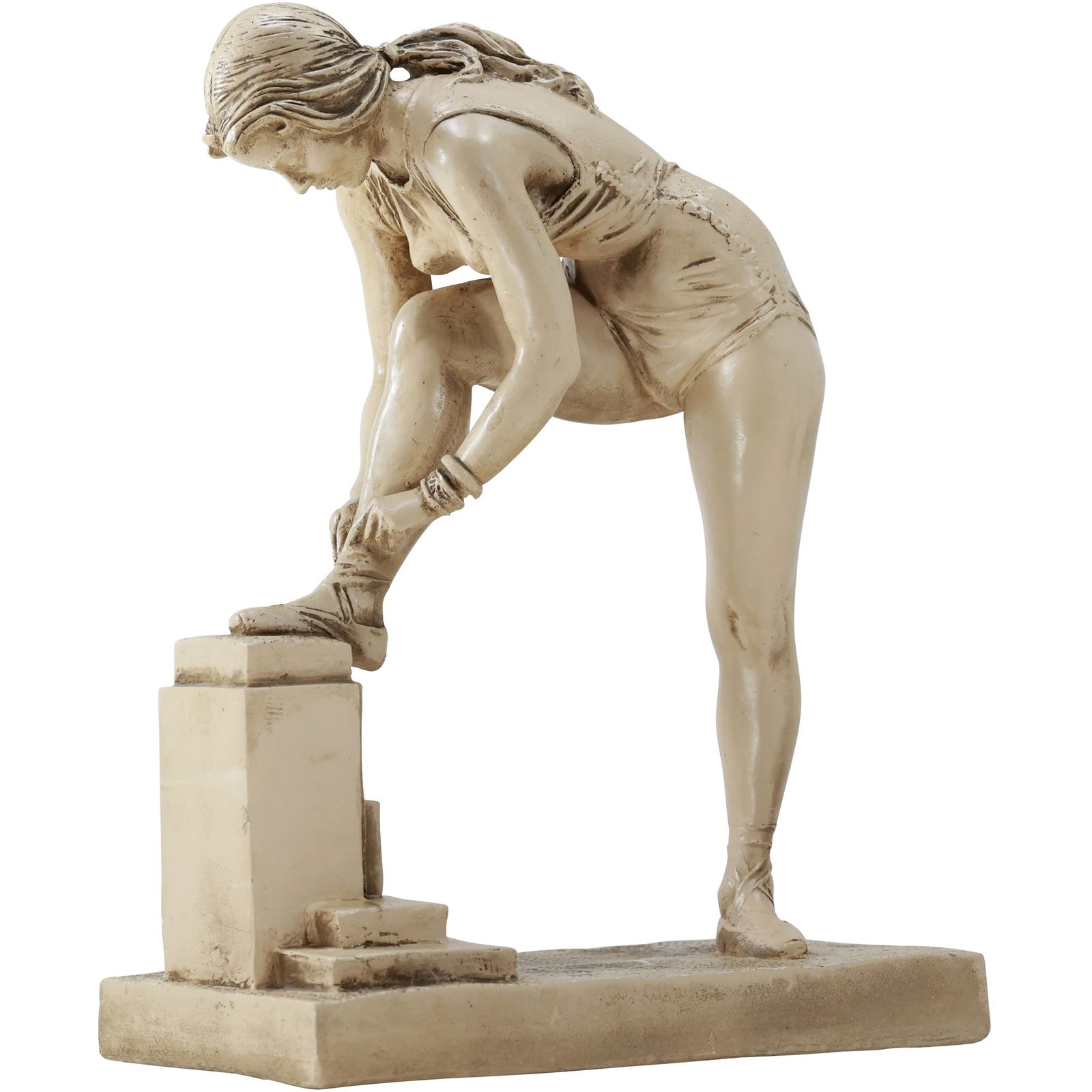 Bernhard 1933, Ballerina Tying Shoe Figure Sculpture in Hard Composition, Signed (1 of 13)