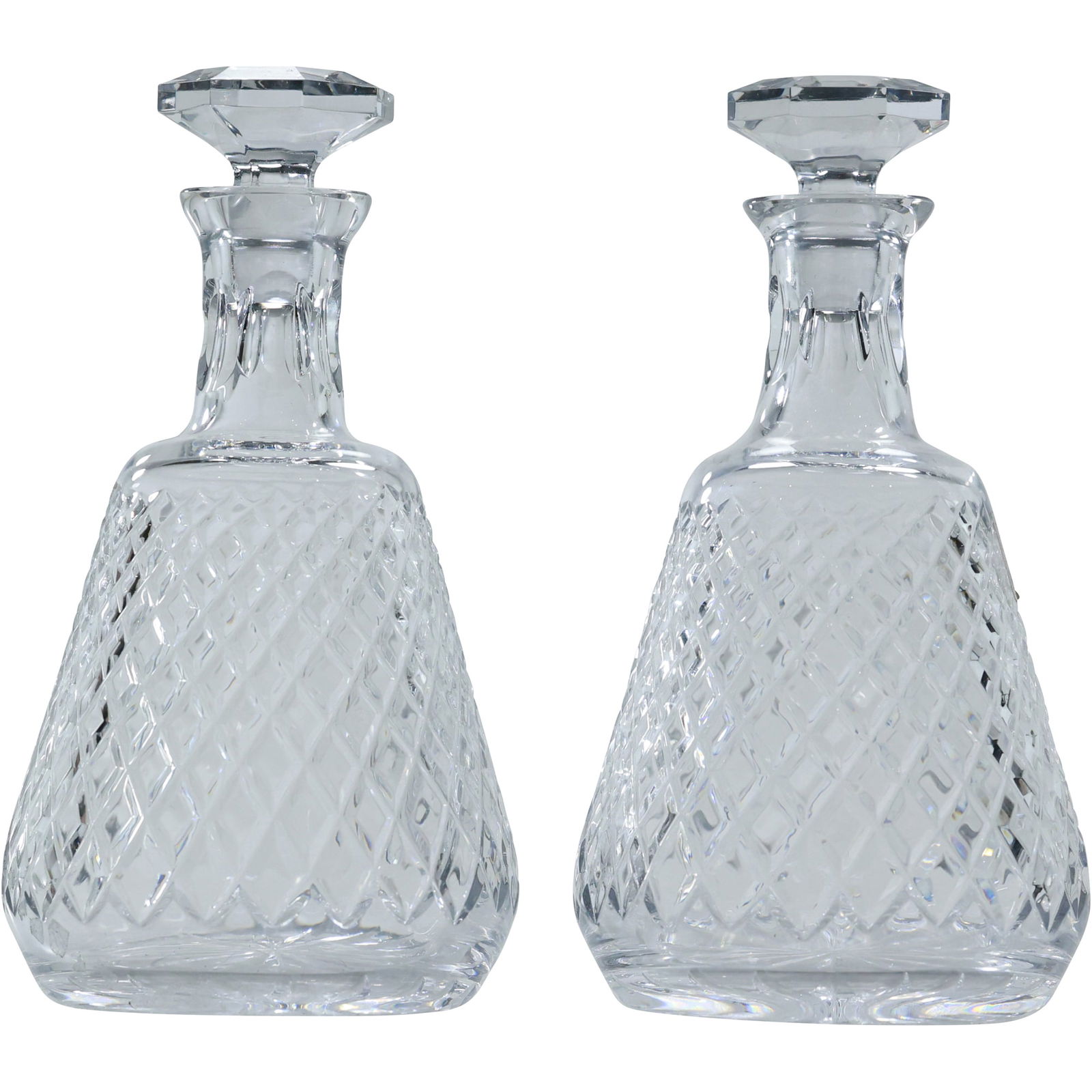 Pair of American Cut Glass Decanters with Cross Hatch Pattern (1 of 17)