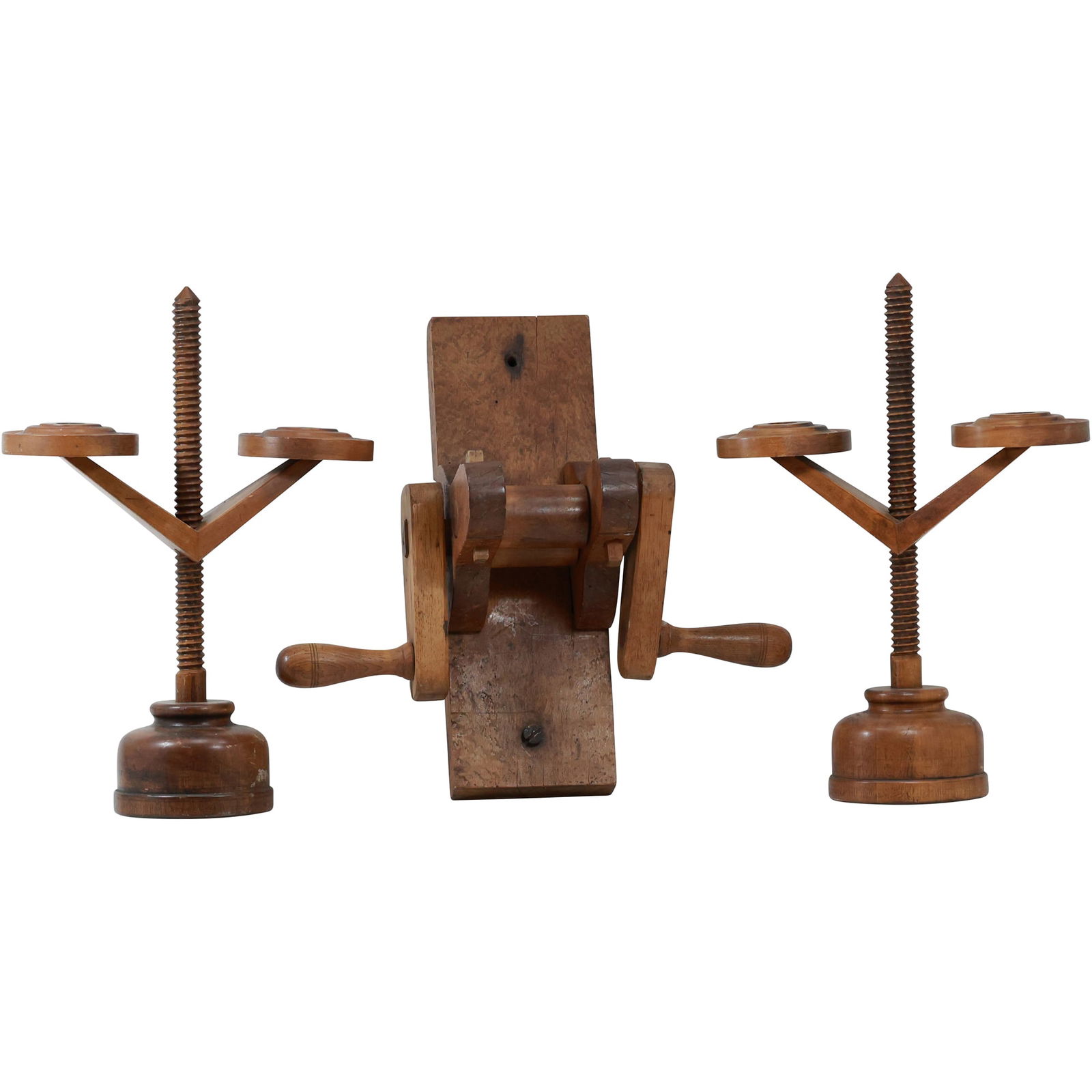 Primitive Americana Antique Wooden Pasta Roller & Adjustable Candlesticks Set (1 of 15)