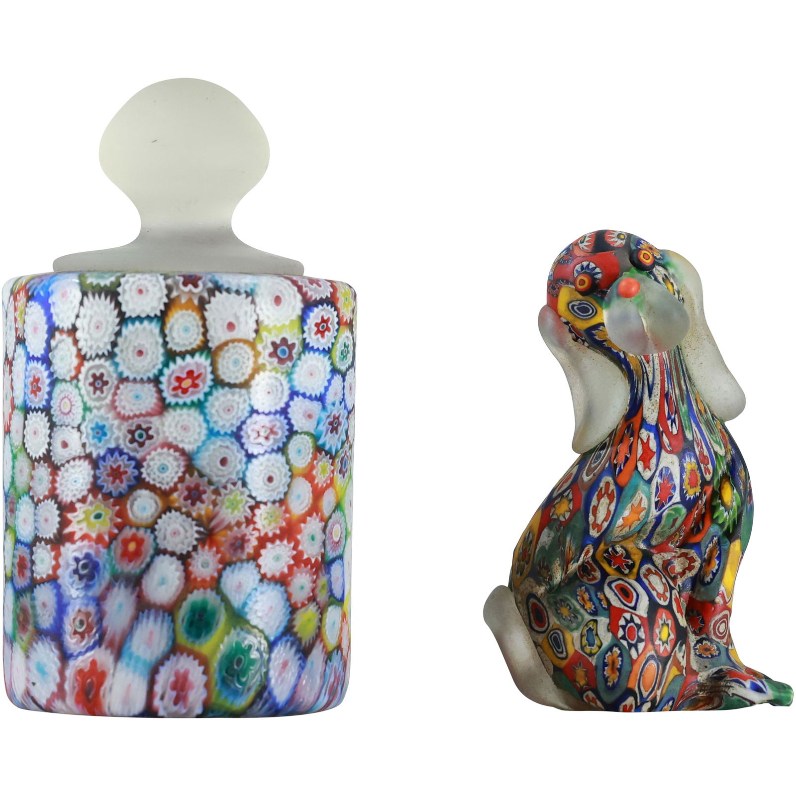 Vintage MCM Fratelli Toso Murano Italy Millefiori Style Paperweight + Hound Dog Figurine (1 of 18)