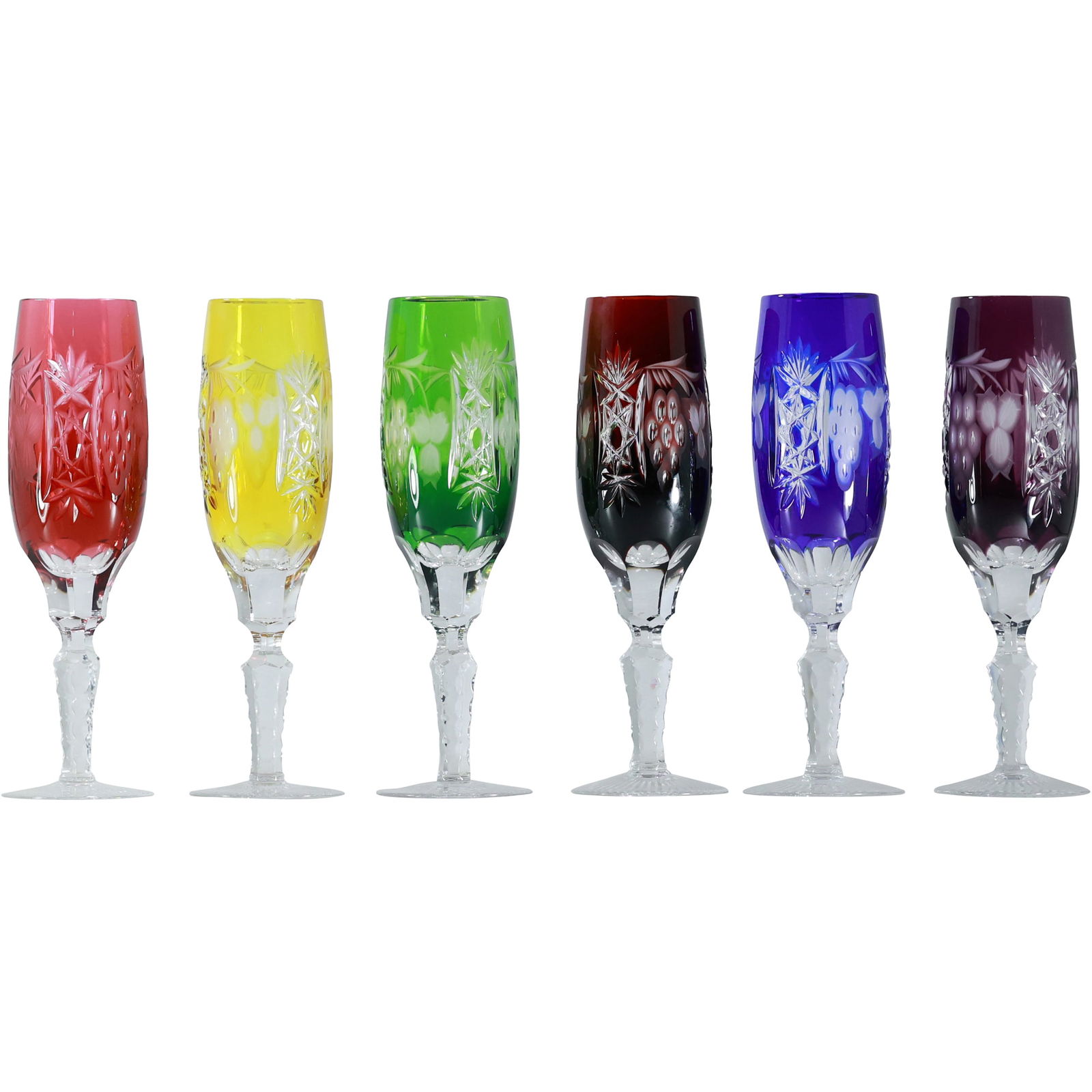 AJKA Cut to Clear Crystal Champagne Flutes - Nachtmann Traube Multicolor Set (1 of 20)