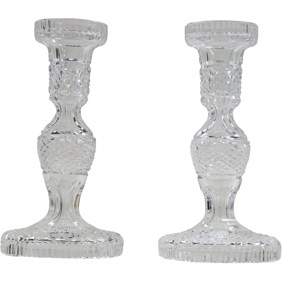 Pair Signed Waterford Crystal Glass Candlesticks 7 inches height (1 of 11)
