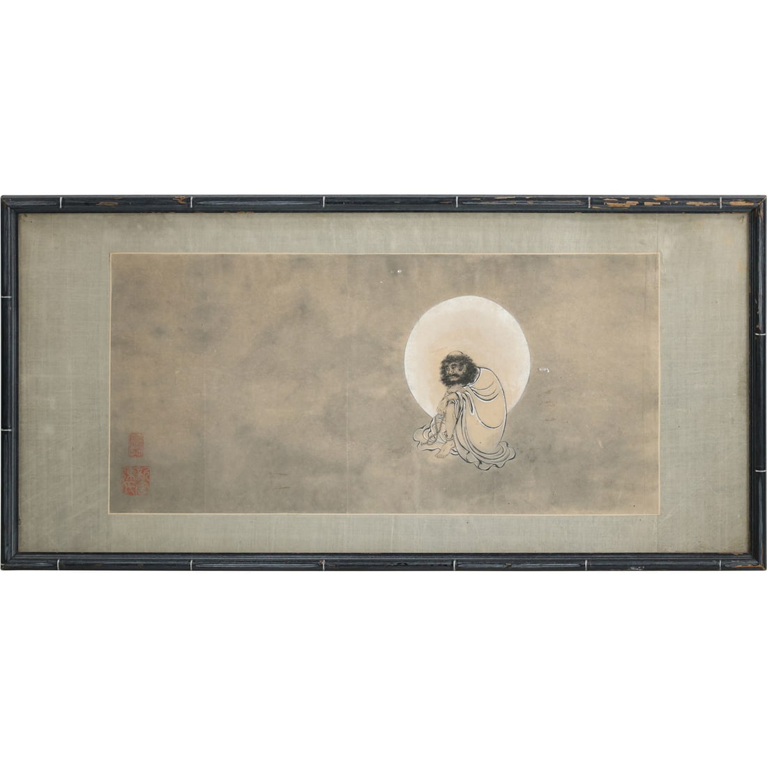 19th C. Chinese Sage Framed Artwork in Mixed Media,Graphite and Gouache Highlights, Signed (1 of 12)