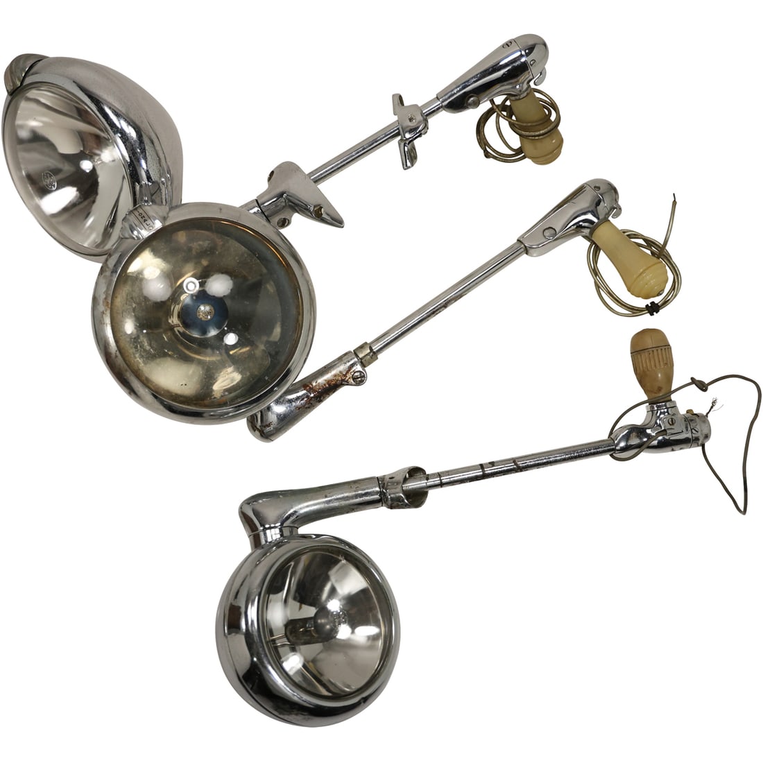 3 Automotive 1950s Chrome Spot Lights with Arm Handles "Perfection" (1 of 15)