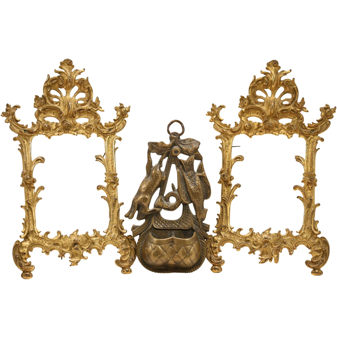 Matched Pair Victorian Rococo Easel Back Picture Frames & Wall Mount Double Match Safe (1 of 19)