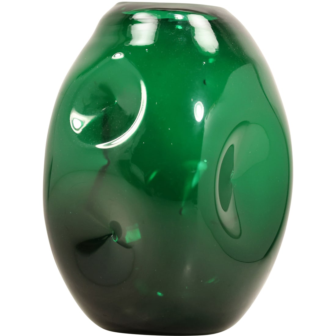 Mid-Century Modern Green Art Glass Vase with Pinched Detailing (1 of 8)