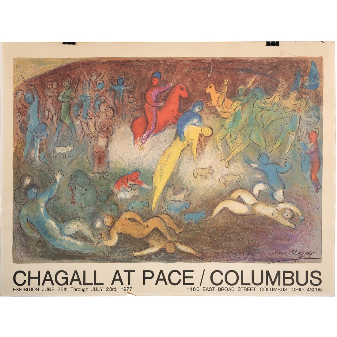 MARC CHAGALL , 1977 PACE GALLERY ORIGINAL LITHOGRAPH POSTER, Signed in Plate (1 of 14)