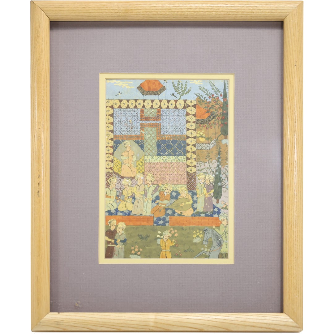 Framed Persian Ceremonial Scene Many Figures: Framed Persian Ceremonial Scene Many Figures Size: 8.25 x 5.5 , outside of frame: 15.25 x 12