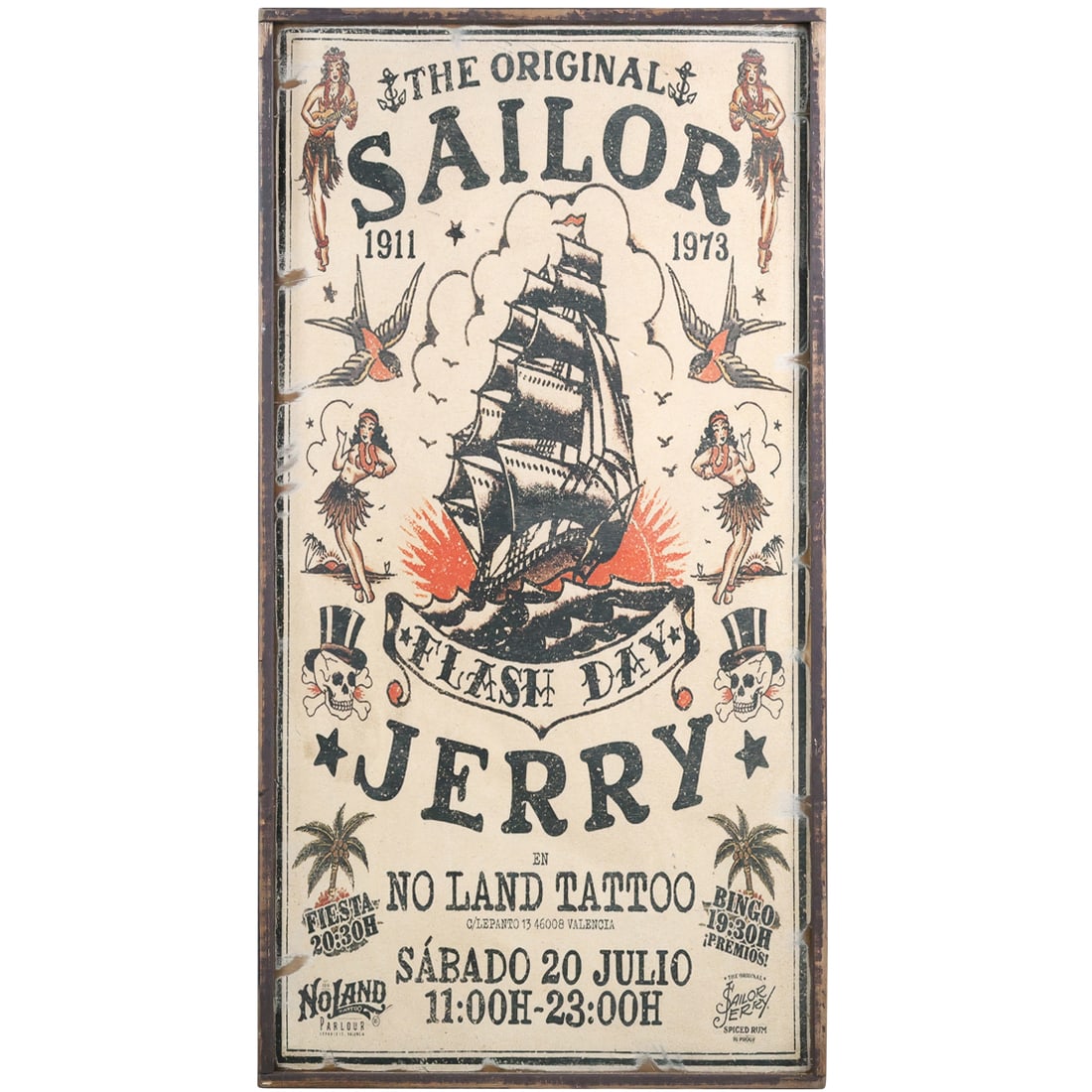 Sailor Jerry Flash Day Tattoo Large Novelty Wooden Sign (1 of 11)
