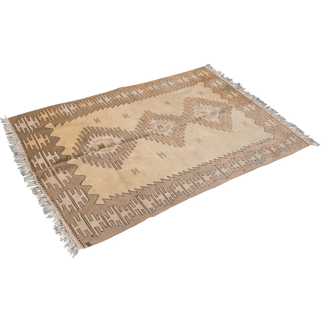 Wool Flat Woven Kilim Brown Tan Geometric Pattern Rug 47 in. x 69 in. (1 of 13)